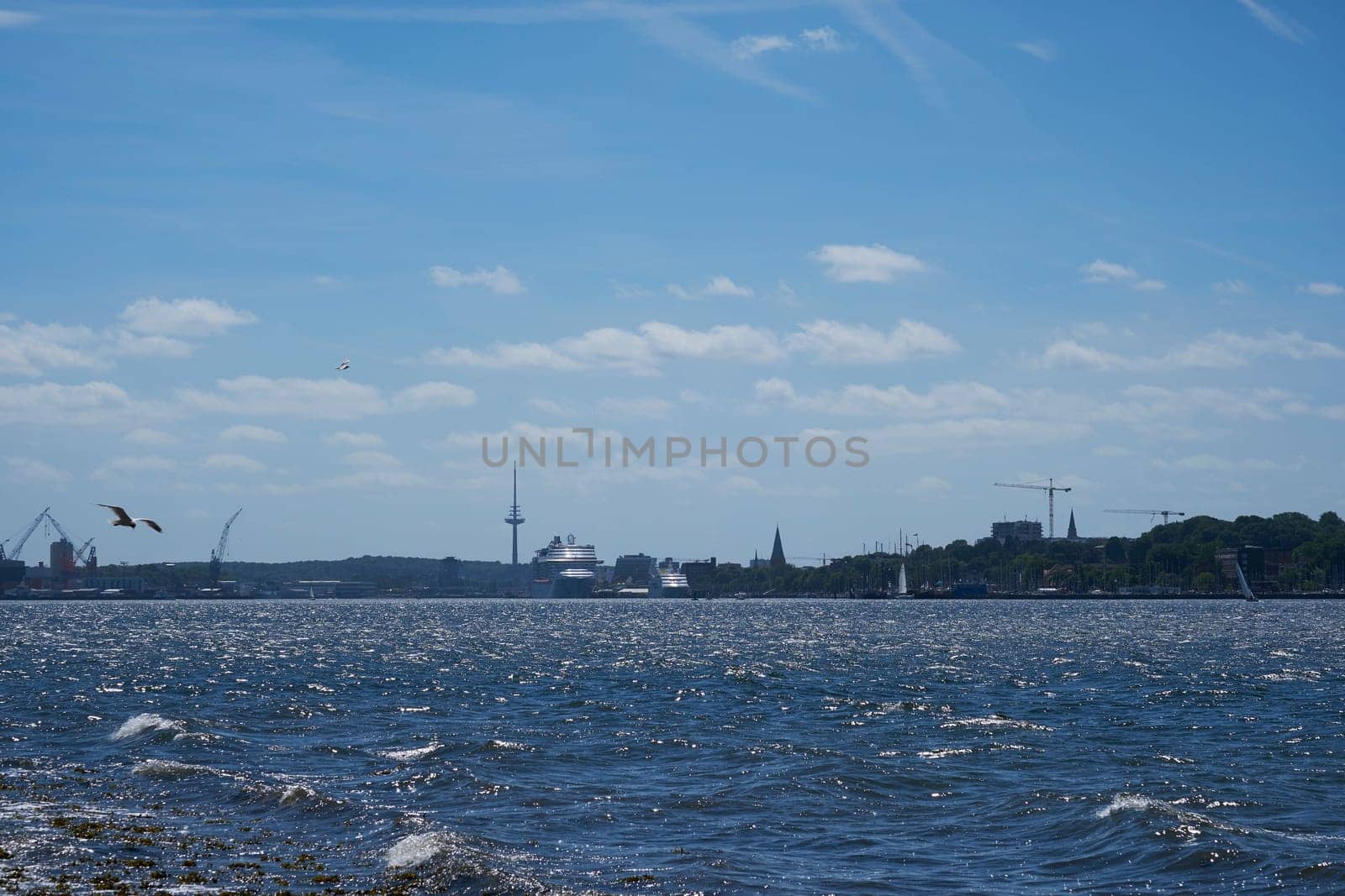 Kiel harbor taken from the eastern shore - with a view of the Kiel inner fjord - Schleswig-Holstein Germany