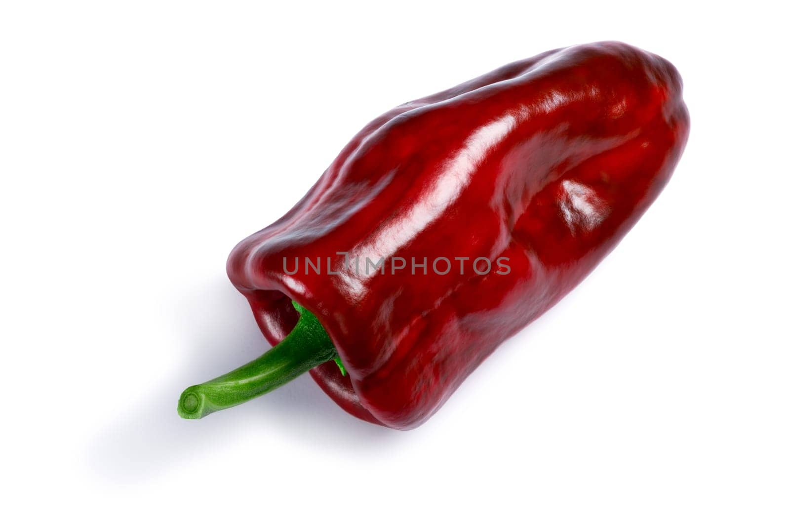 Ancho pepper (called Poblano when unripe). Clipping paths, shadow separated, top view