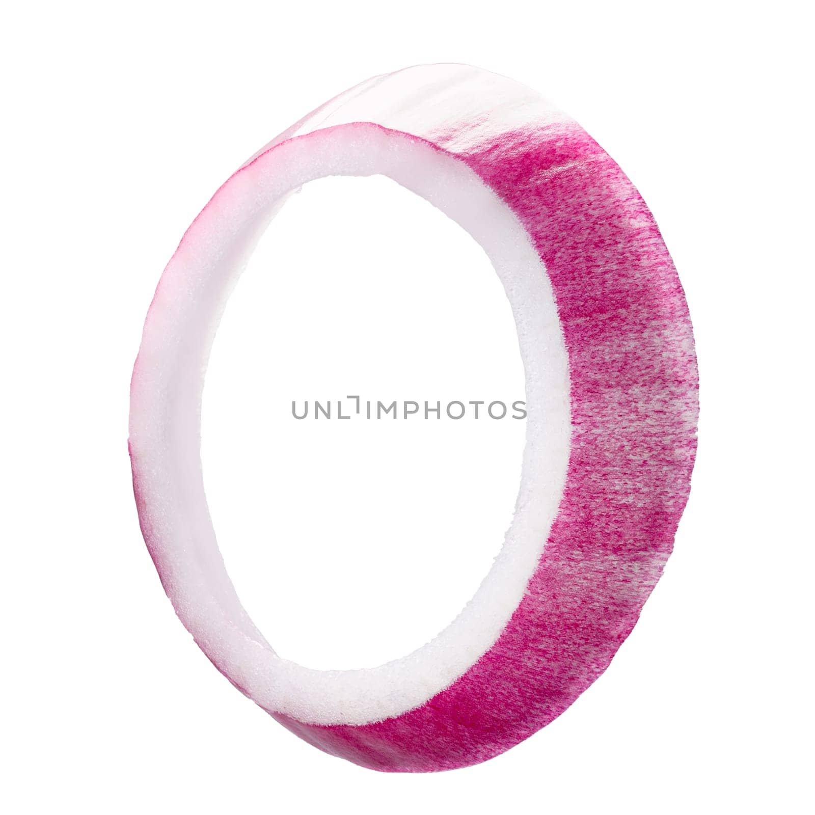 Haniging red purple onion ring. Clipping paths, shadowless