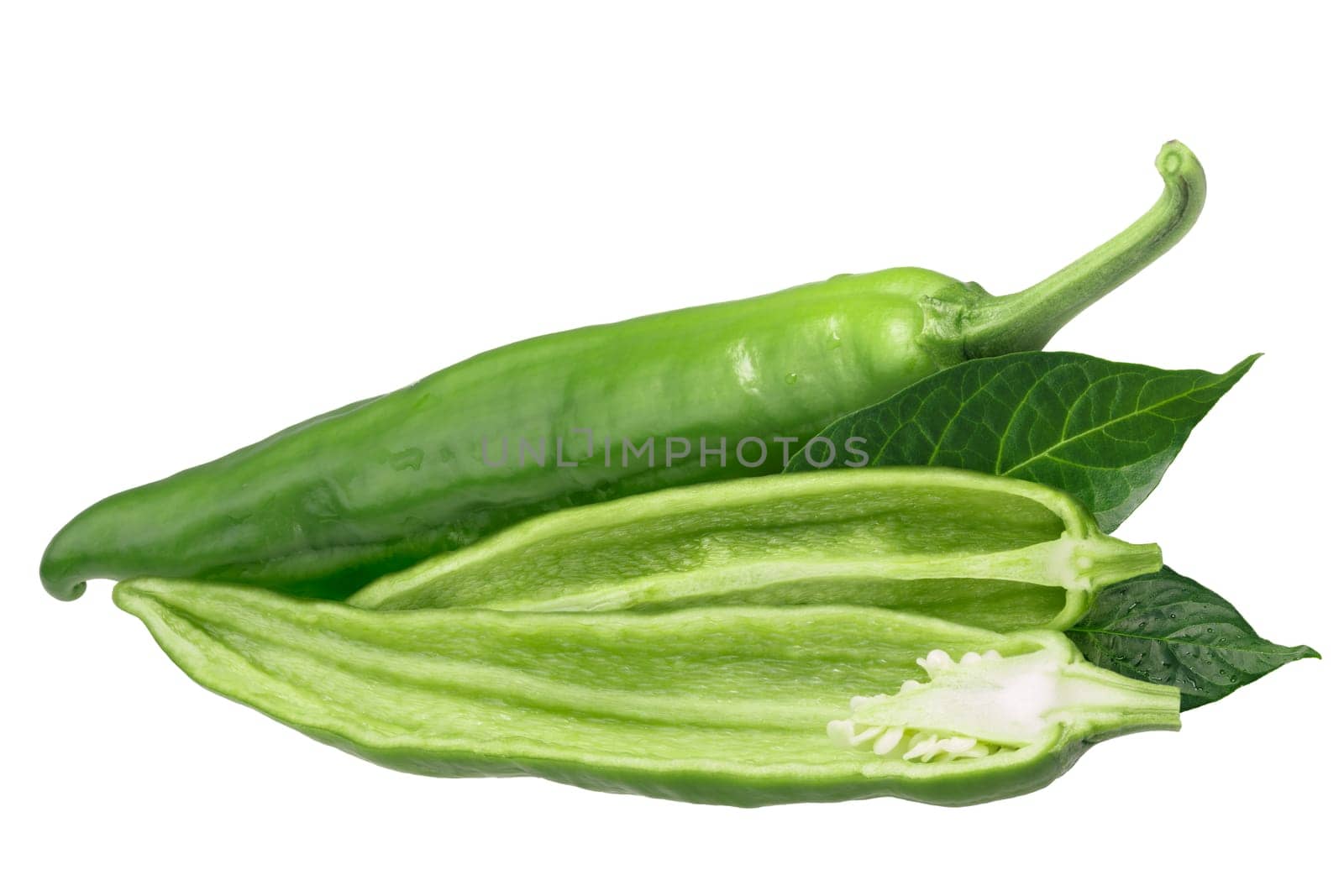 Hatch Green Chiles (Capsicum annuum), Medium. Clipping path