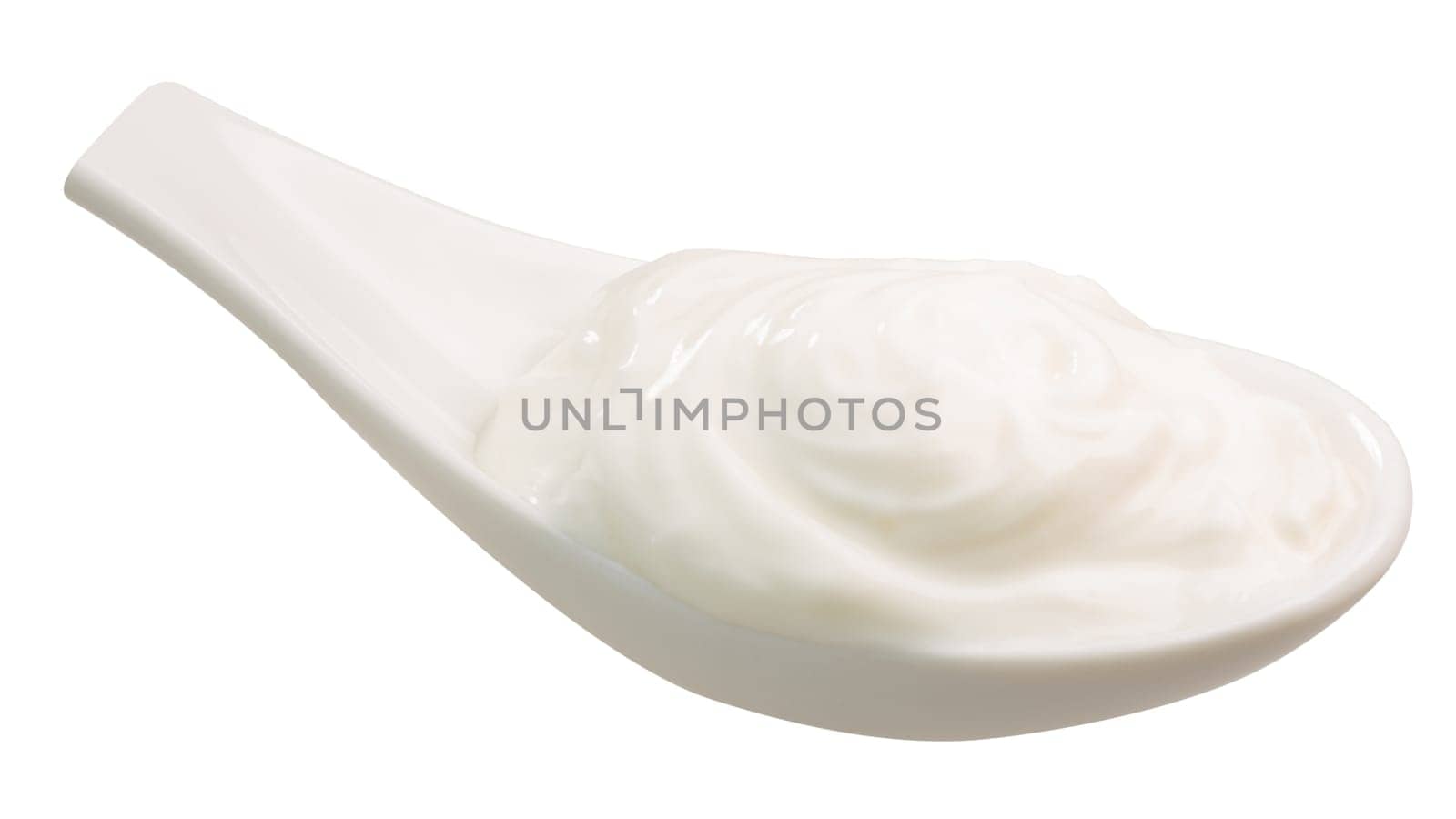 Spoonful of sour cream, yoghurt, or heavy cream. Clipping path