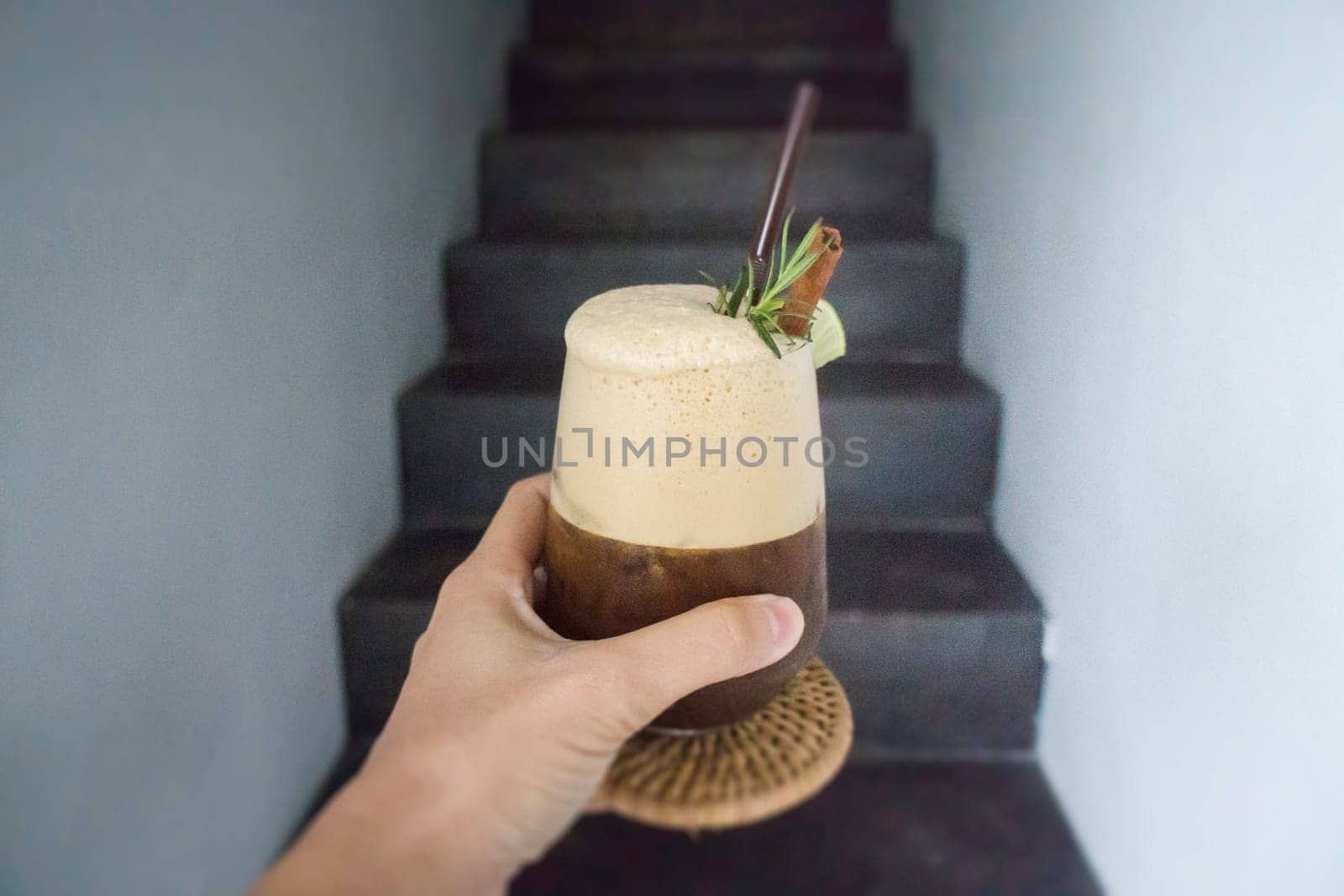Waking up drink of lime coffee, stock photo