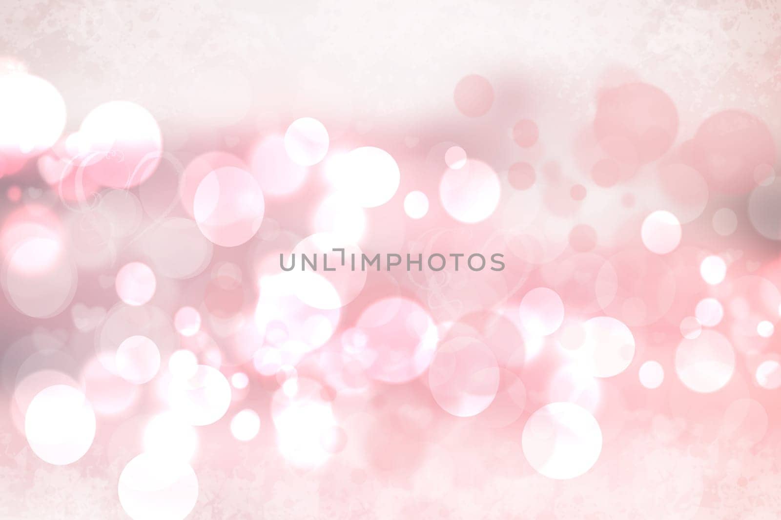 Abstract festive blur bright pink pastel background with white and pink hearts love bokeh for valentine or wedding card. Space for design. Card concept.