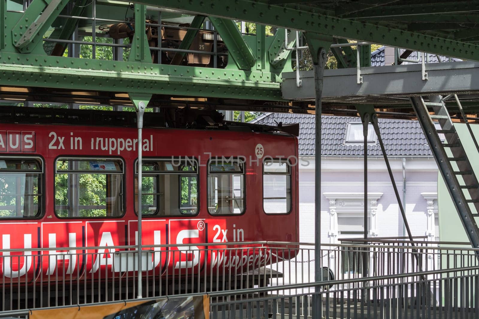 WUPPERTAL  NRW  GERMANY - JULY 31  2017:. Suspension railway in the station Wuppertal Vohwinkel.Die Hochbahn is used for public transport.