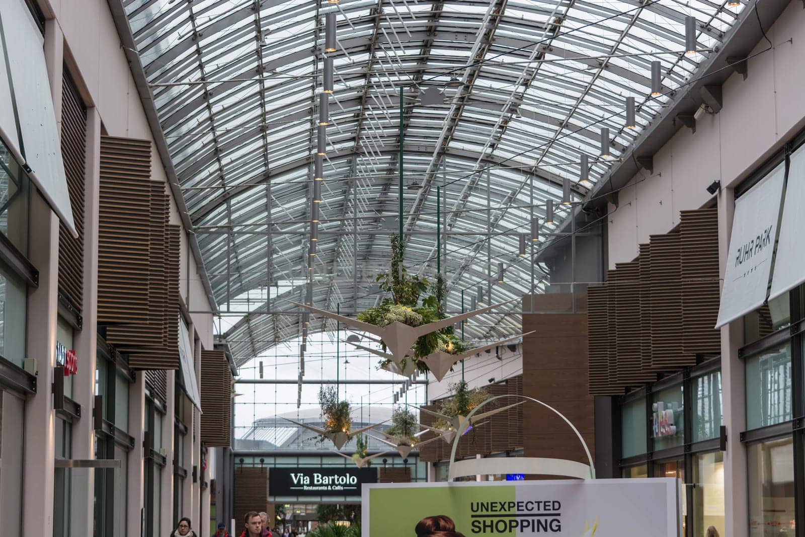 BOCHUM, NRW, GERMANY - JANUARY 11, 2016:.Interior Shopping Mall of the Ruhr Park in Bochum. The shopping center Ruhr Park in Bochum is one of the largest in Germany.