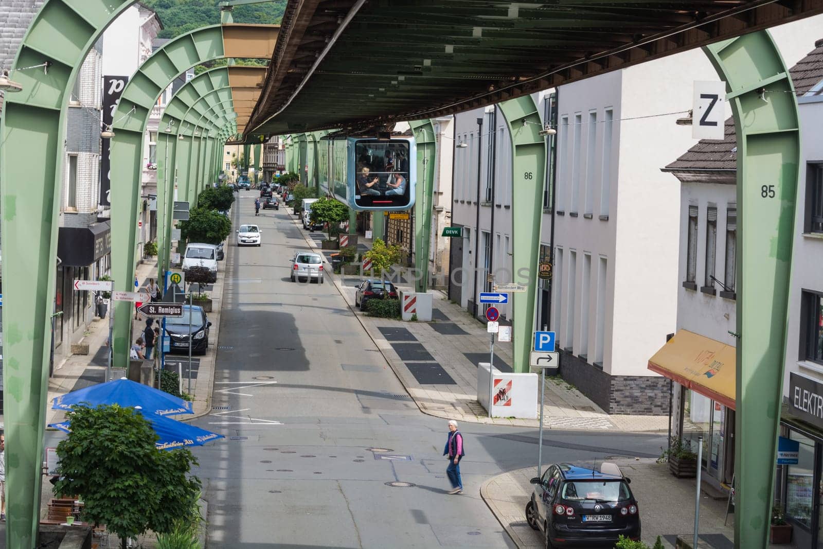 WUPPERTAL  NRW  GERMANY - JULY 31  2017:. Suspension railway in the station Wuppertal Vohwinkel.Die Hochbahn is used for public transport.