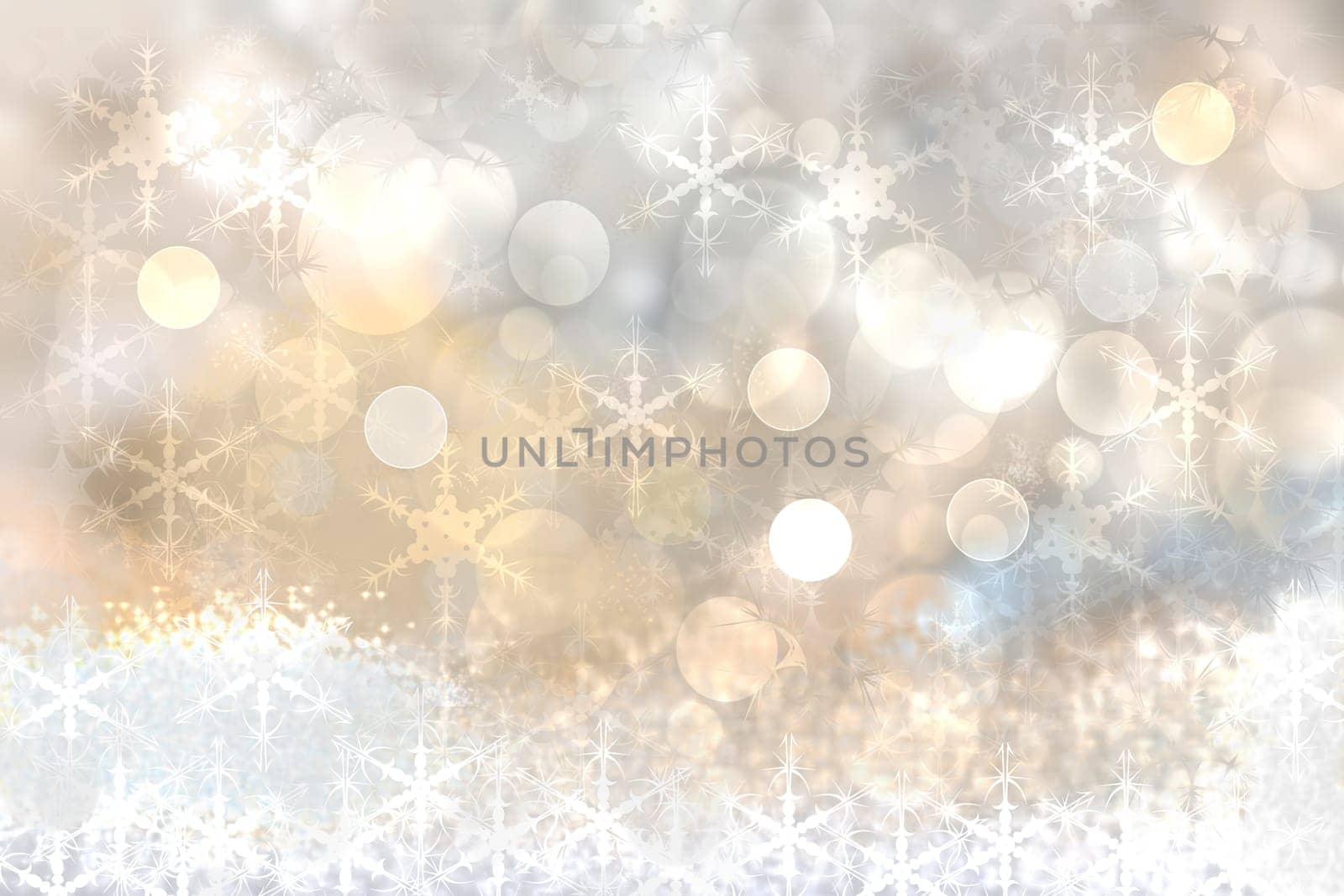 Festive orange silver bright abstract Bokeh with colorful circles. Template for your product display montage. Beautiful texture.