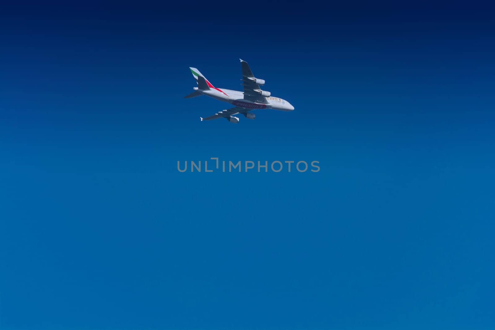 ESSEN KETTWIG, NRW, GERMANY - NOVEMBER 28, 2016:Emirates Airbus A-380 during the start-up process at Düsseldorf Airport.