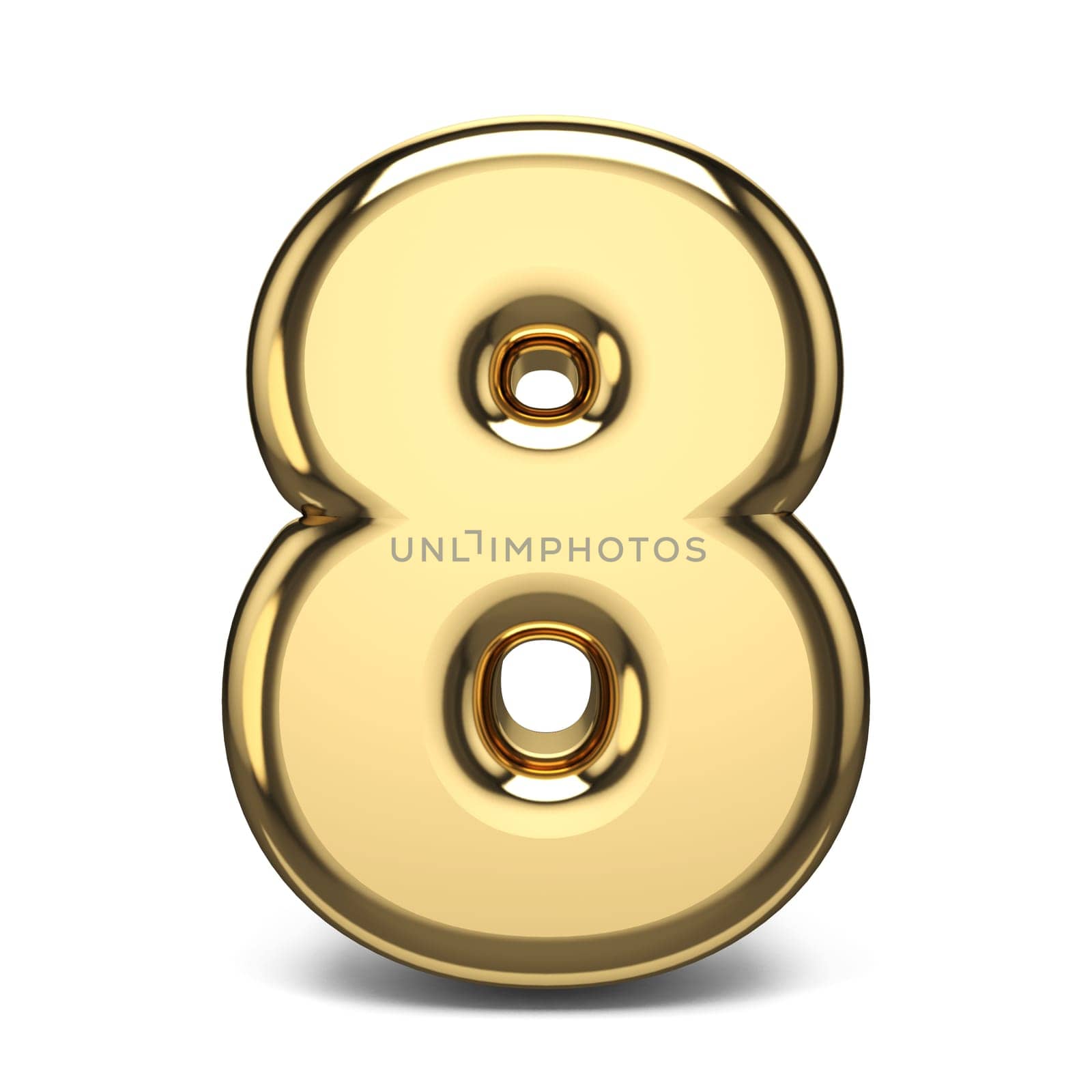 Golden number 8 EIGHT 3D render illustration isolated on white background