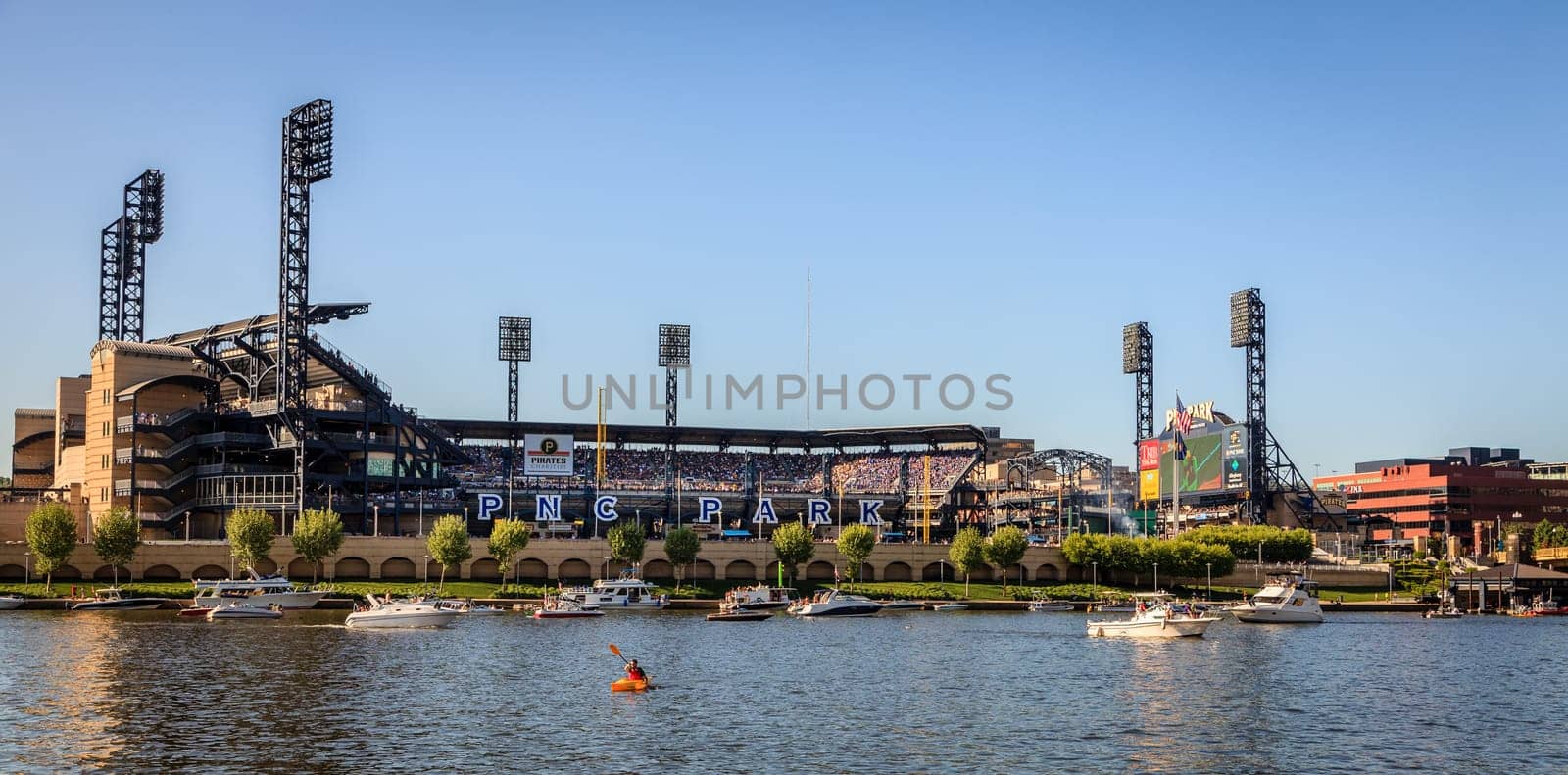 pittsburgh, Pennsylvania, May 23, 2015: Riverside view of PNC Park baseball stadium - home of the Pittsburgh Pirates
