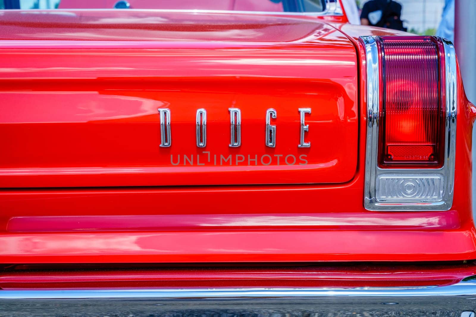 Detroit, Michigan, August 19, 2016: Design elements of a vintage Dodge at Woodward Dream Cruise - largest one-day automotive event in USA