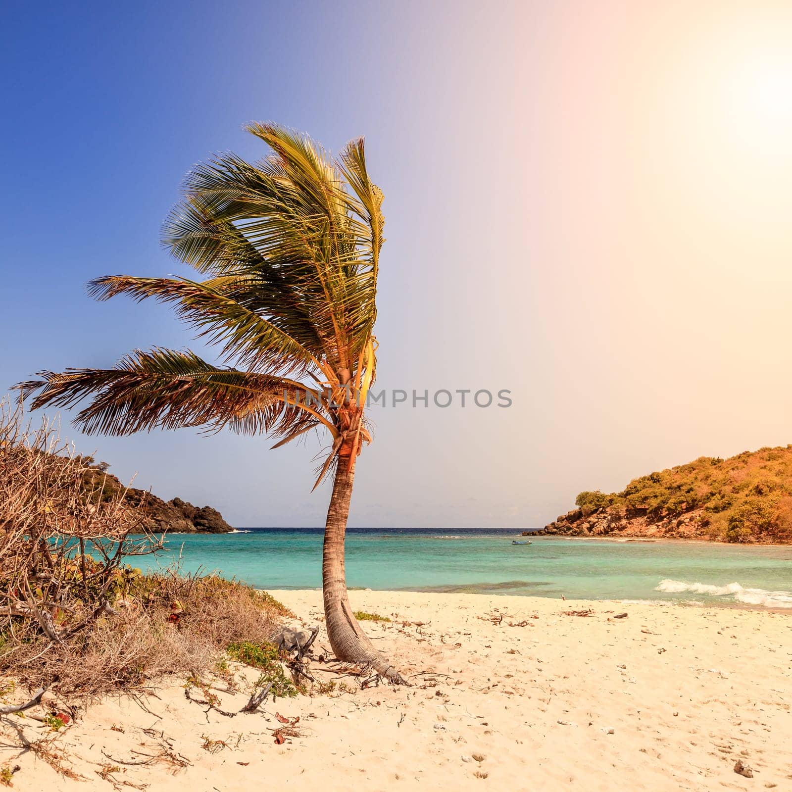 Empty idyllic beach on a small island in BVI
