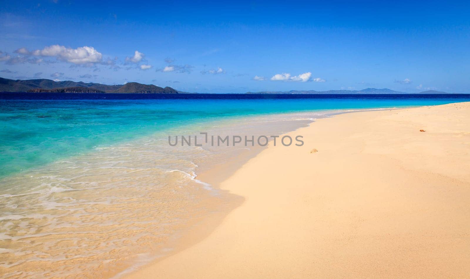 Empty idyllic beach on a small island in BVI