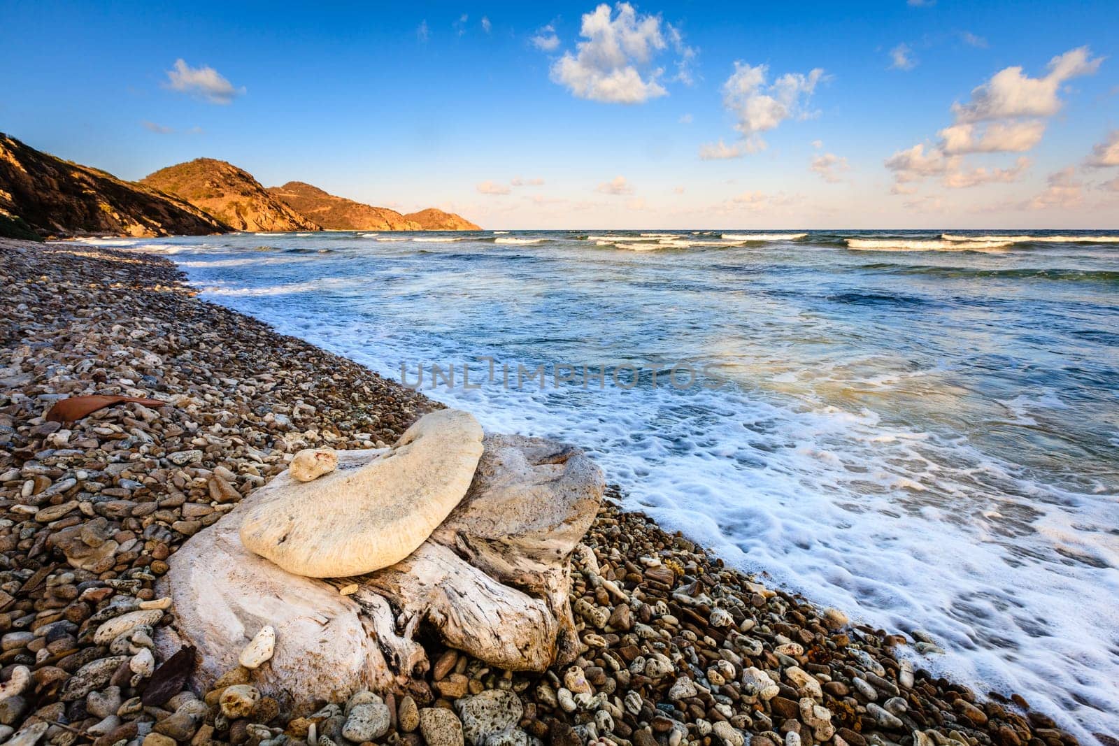 Evening on an empty beach on the island of Virgin Gorda, BVI
