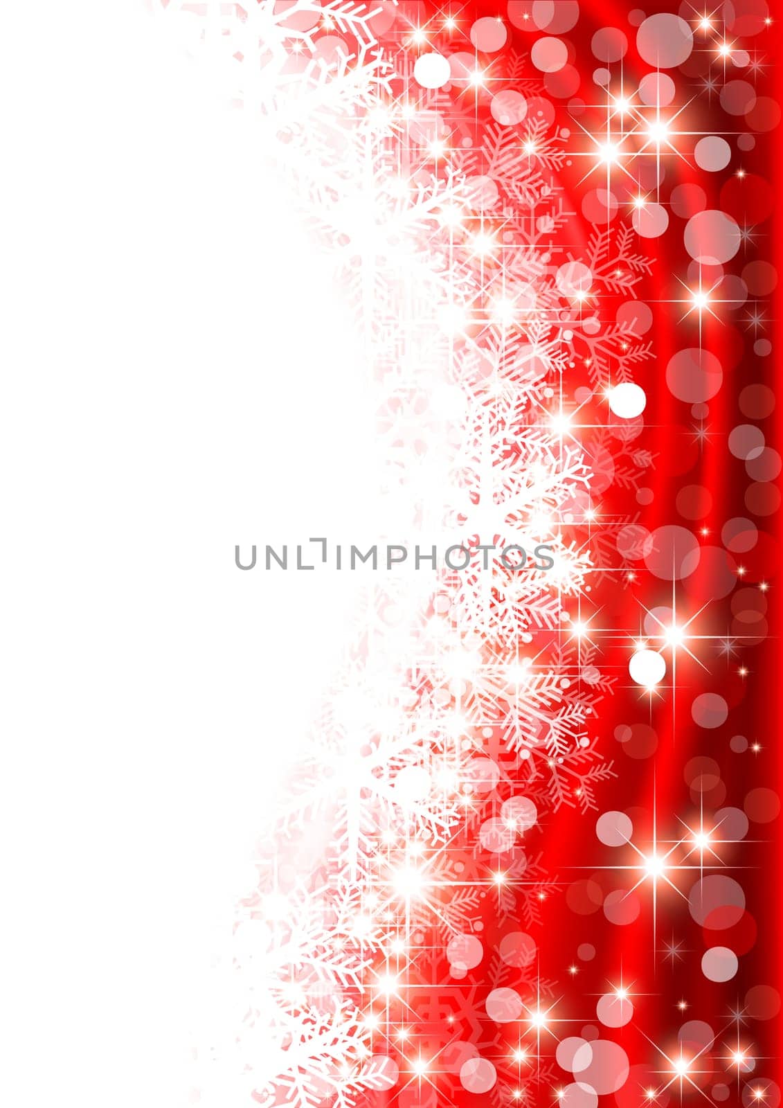 Red Christmas Winter and Bokeh Light Background with Snowflakes - Christmas Illustration