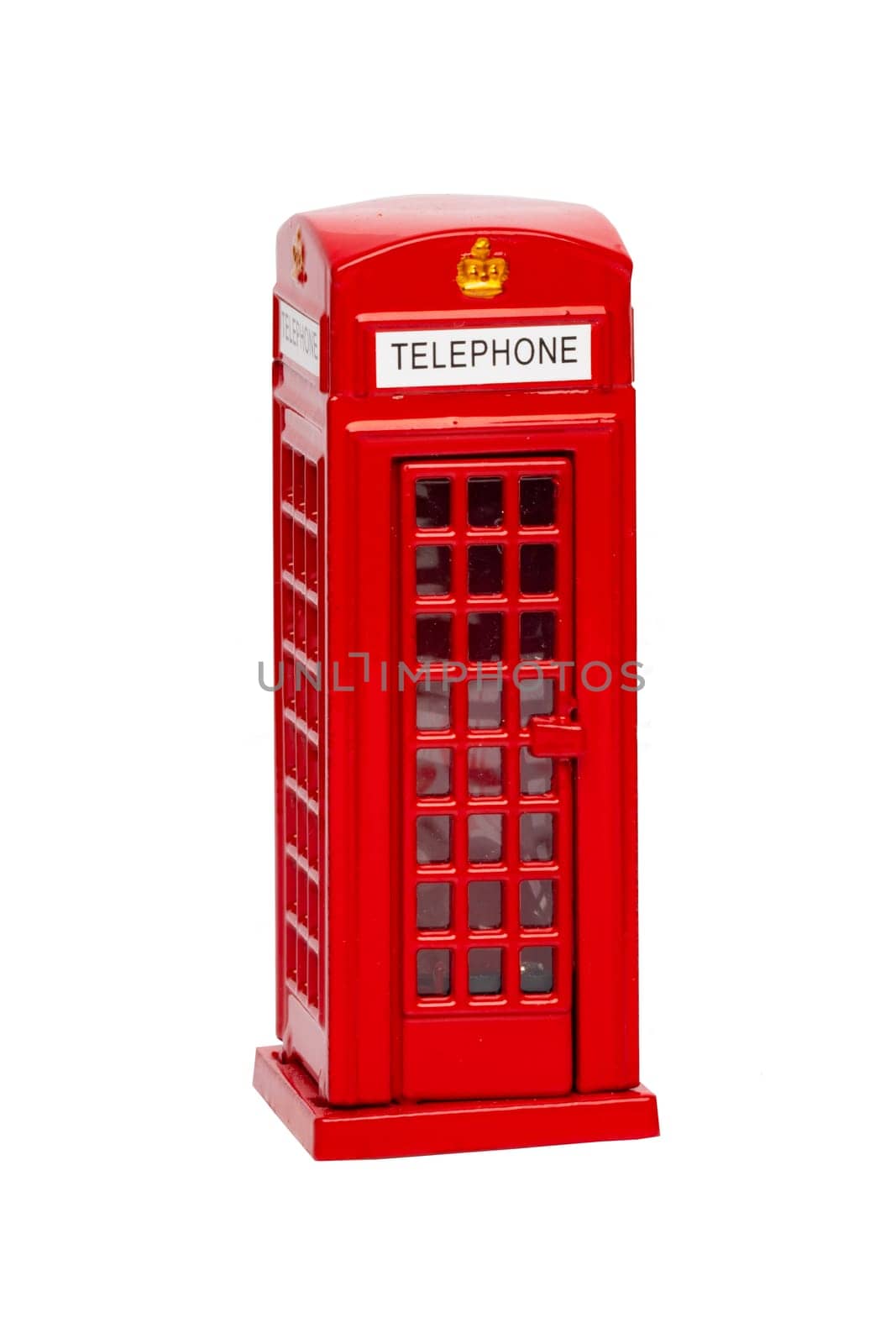 London phone booth. Classic British red telephone box isolated on a white background.