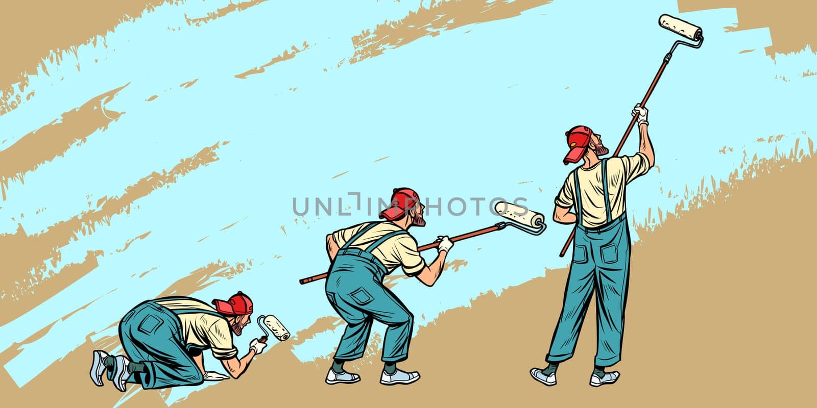background painters paint the wall. Pop art retro vector illustration vintage kitsch