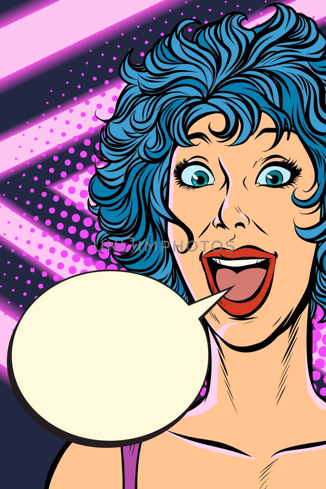 joyful surprise woman. Pop art retro vector illustration. Girls 80s