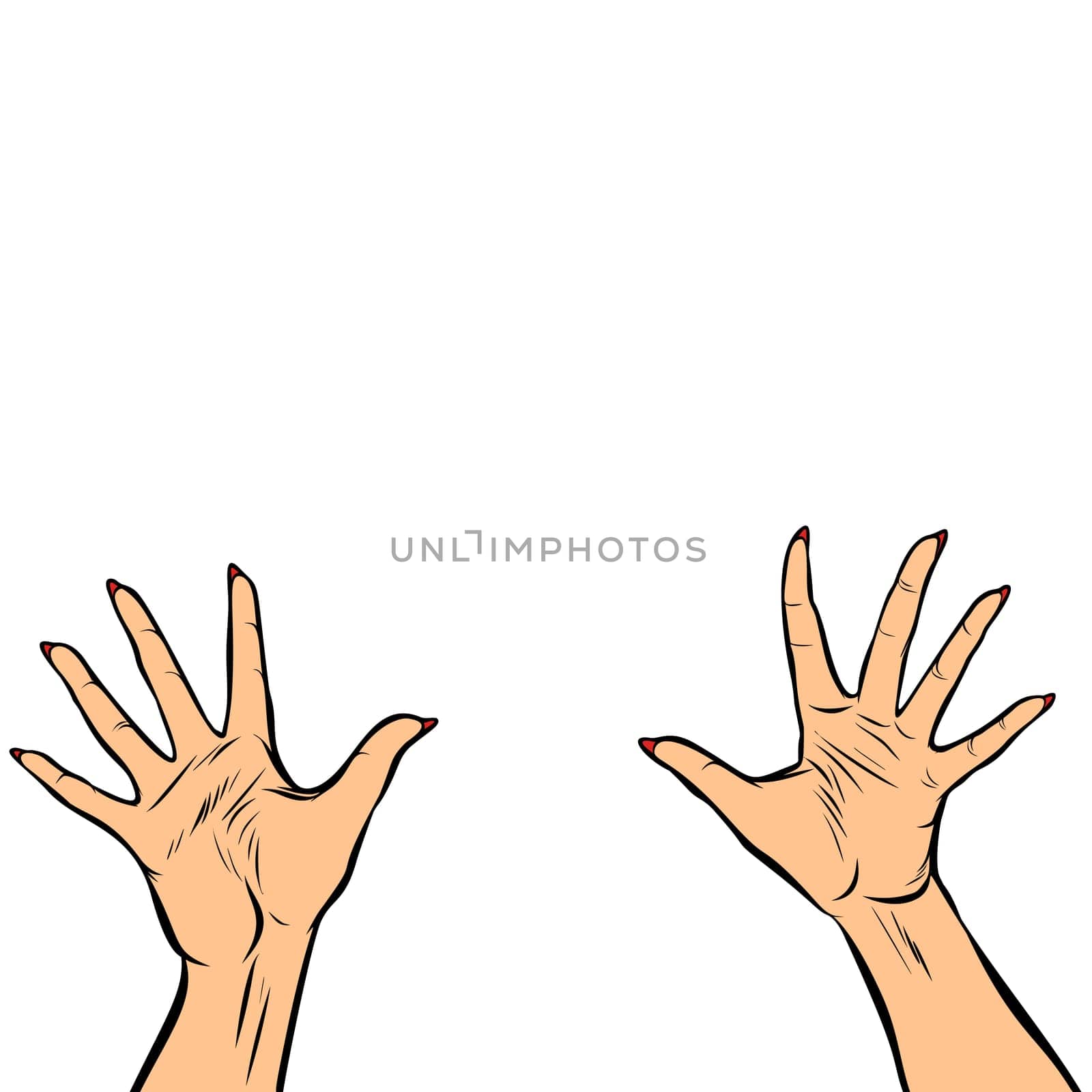 woman hands fingers high five. Pop art retro vector illustration