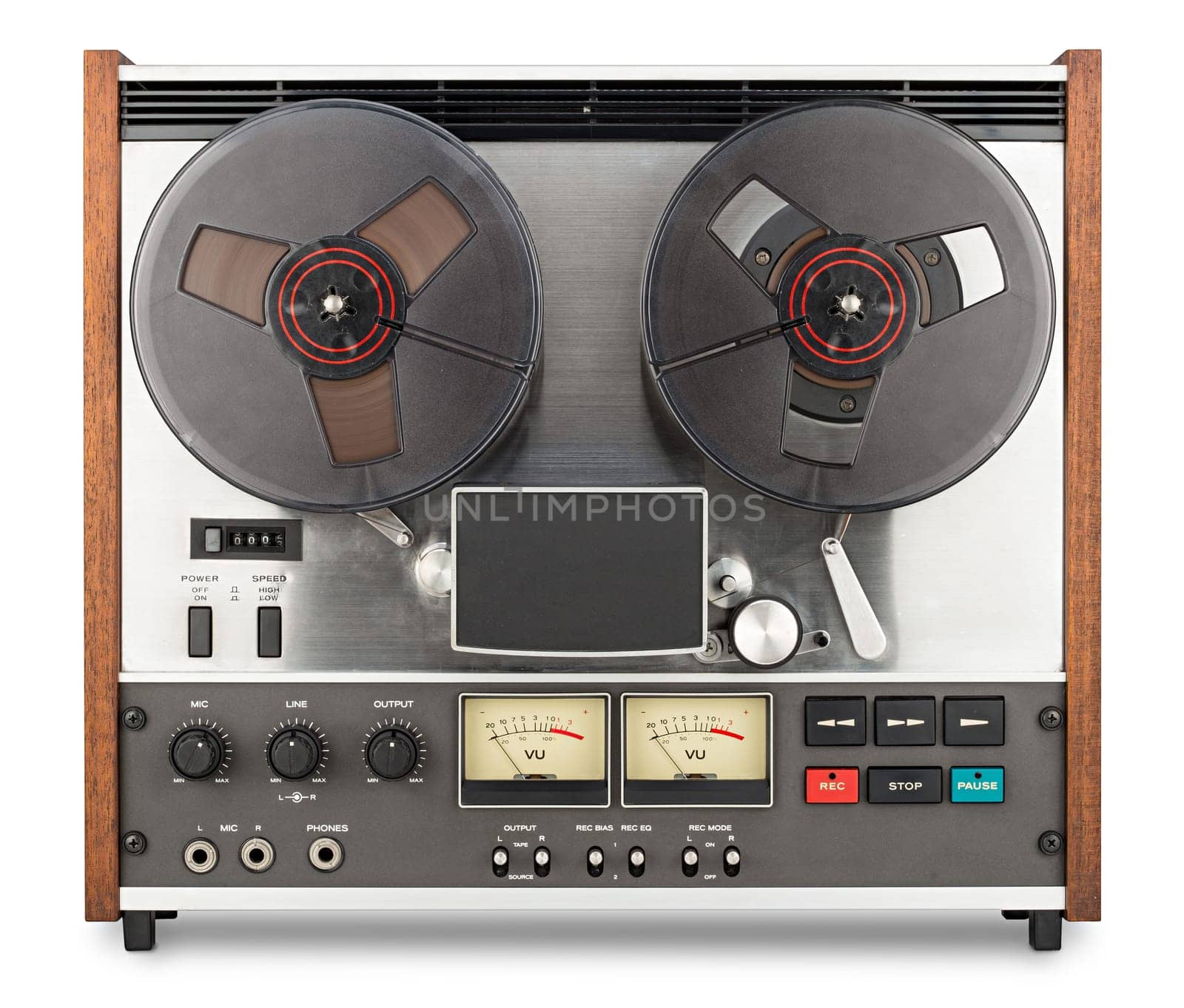 retro tape rcorder in front of white background