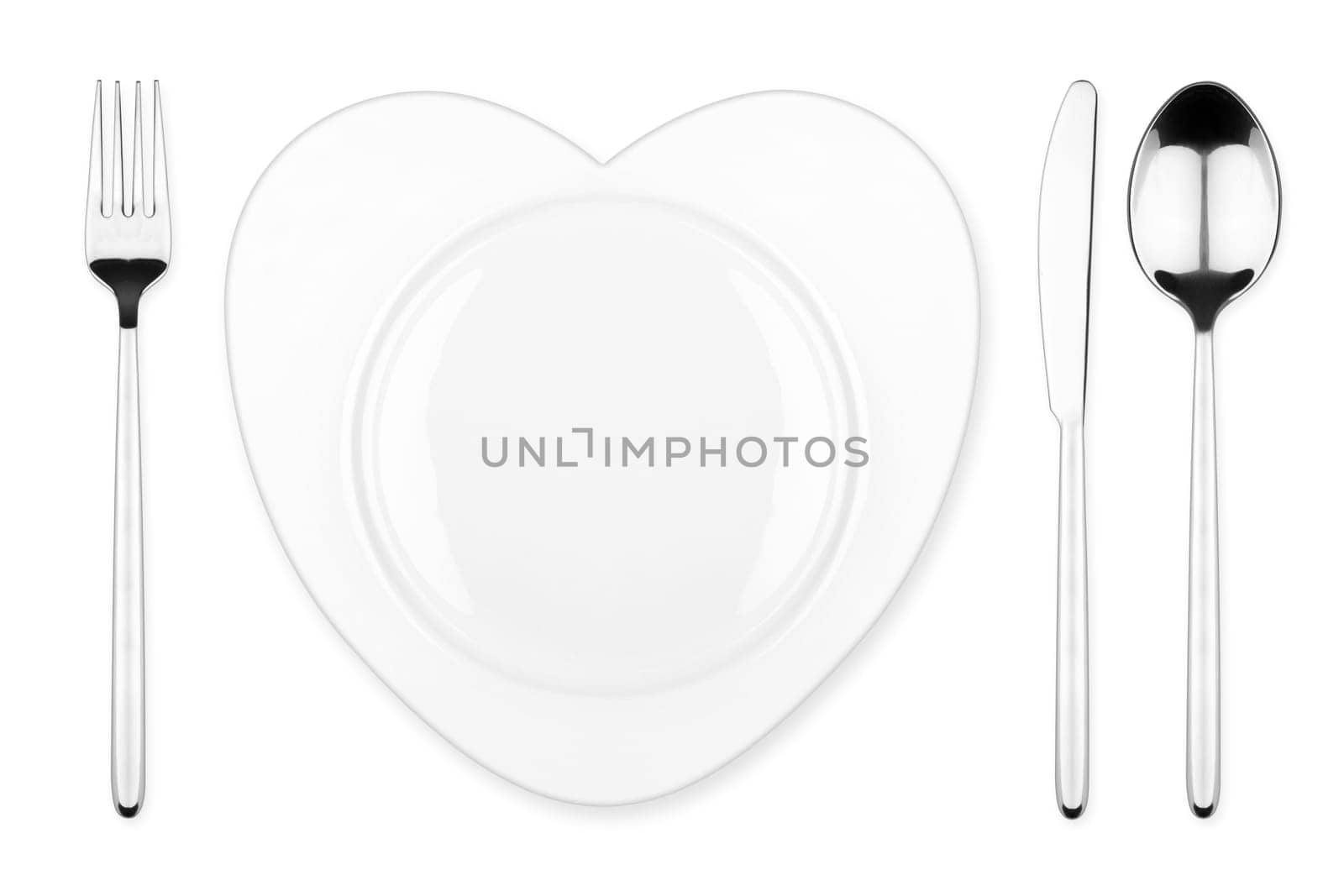place setting with heart shaped plate