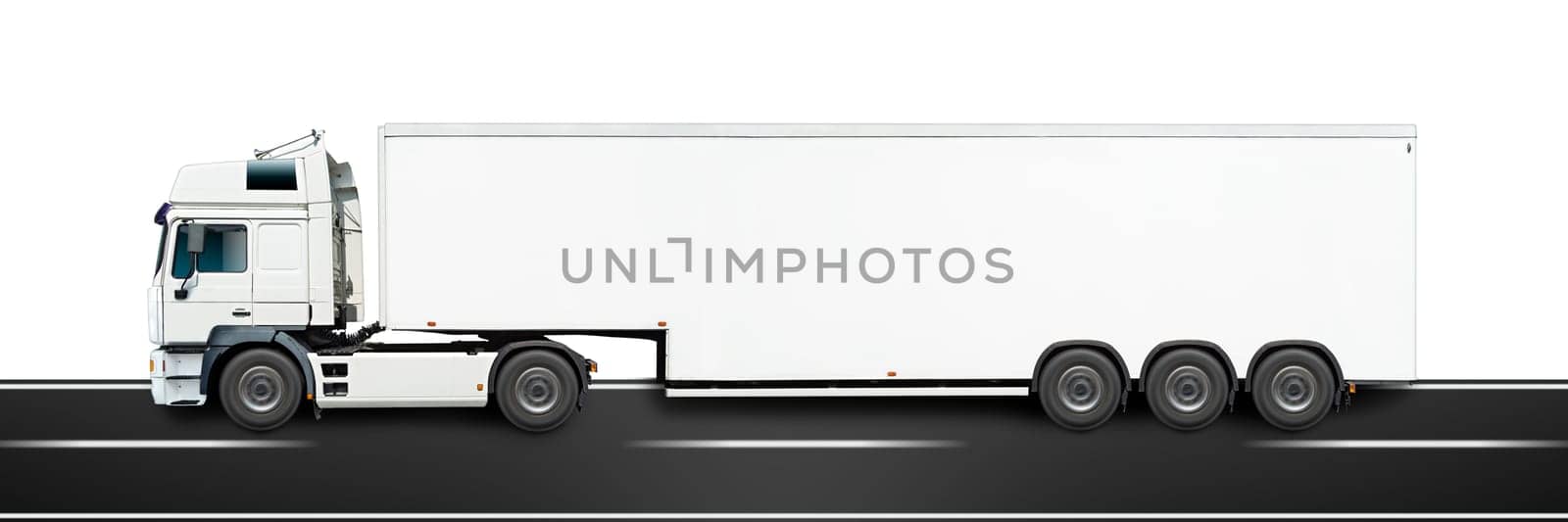fast white truck on a motorway