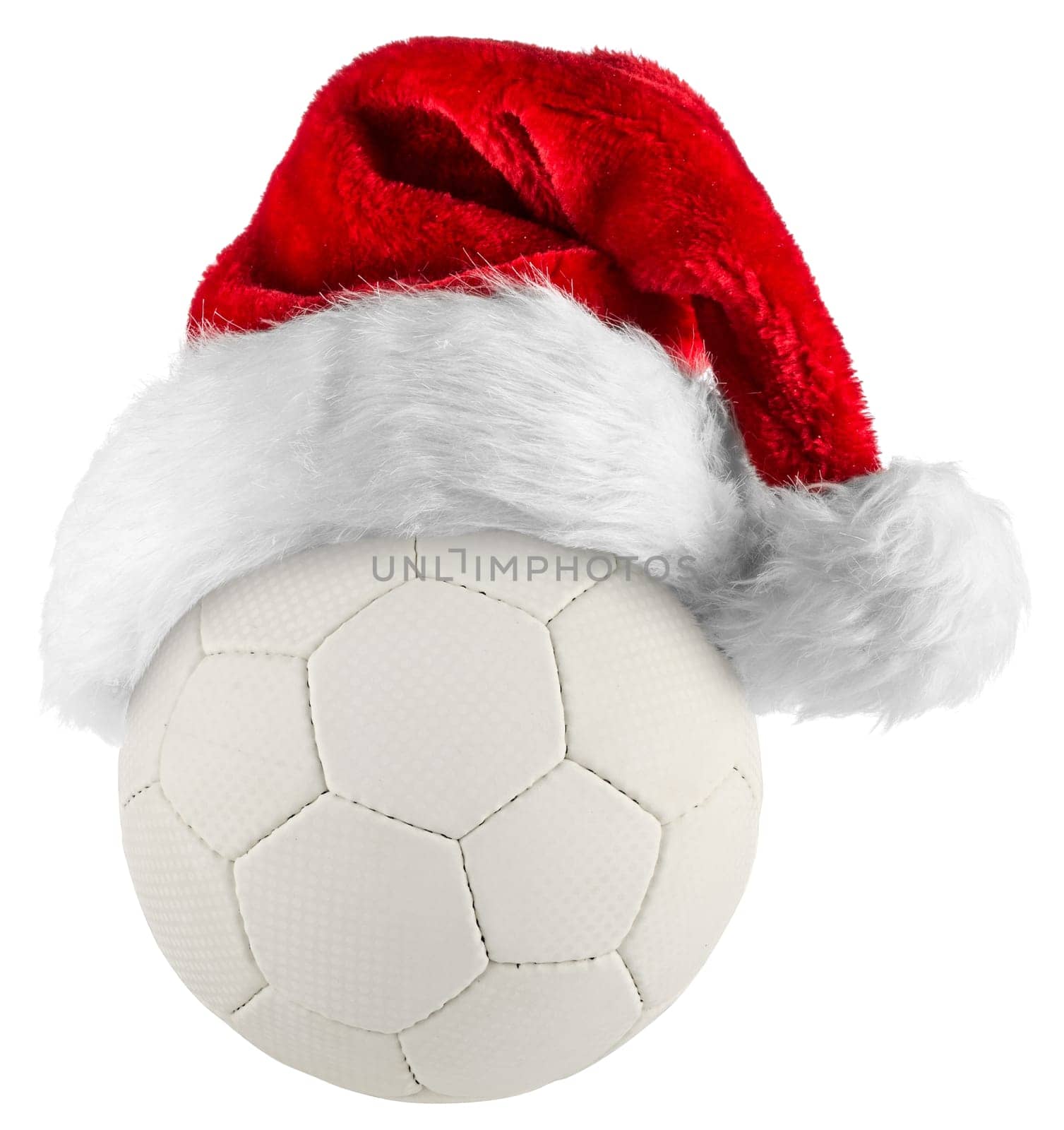 santa hat on handball on white background