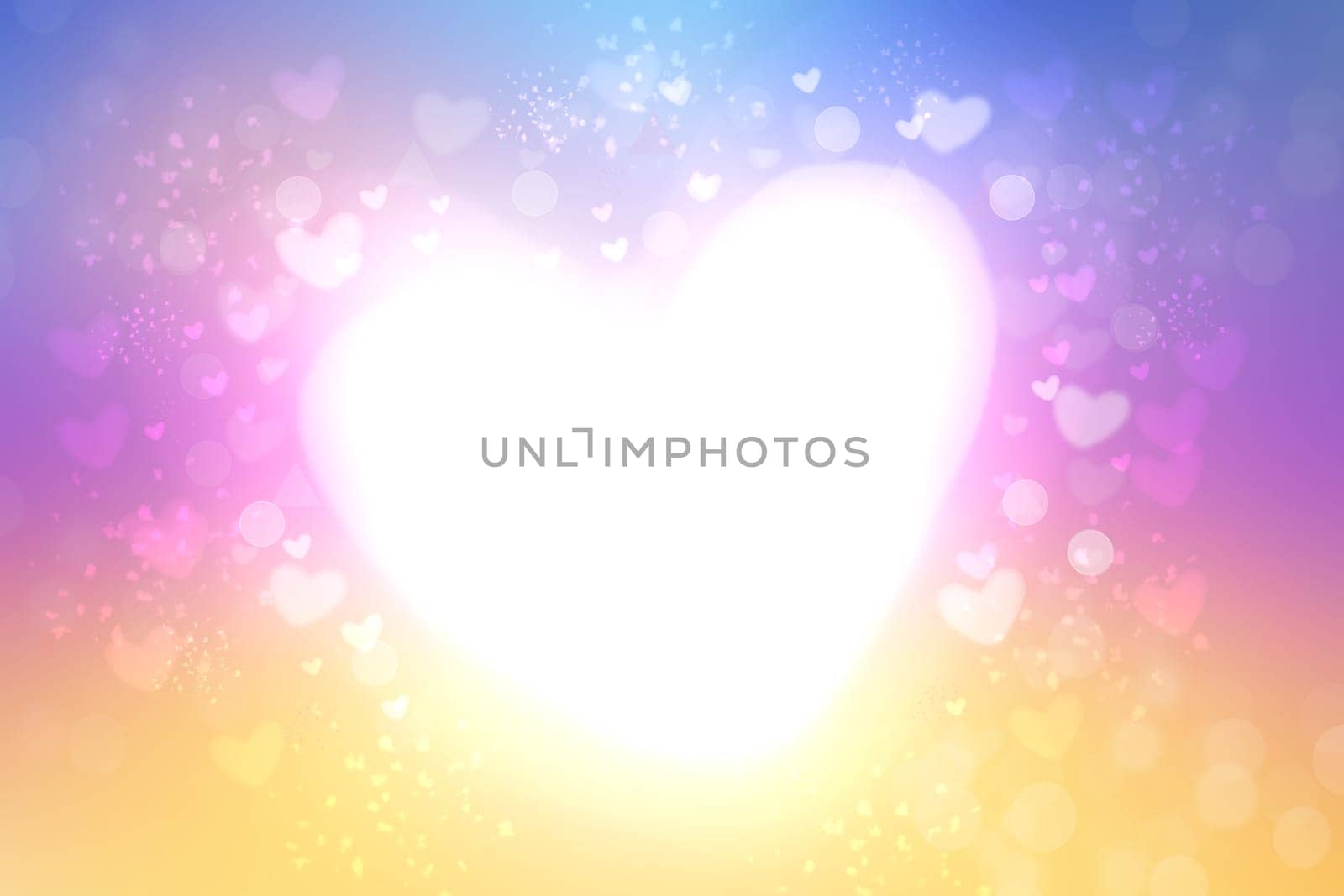 Abstract valentine background. Abtract festive blur bright pastel background with a large white heart for valentine or wedding. Romantic textured backdrop with space for your design. Card concept.
