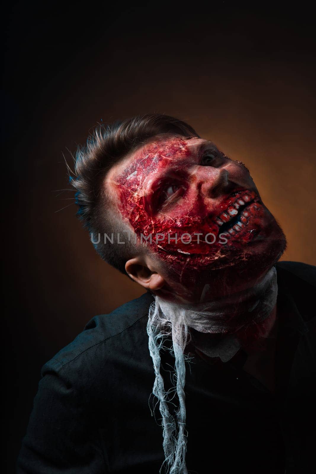 portrait of scary bad zombie at night