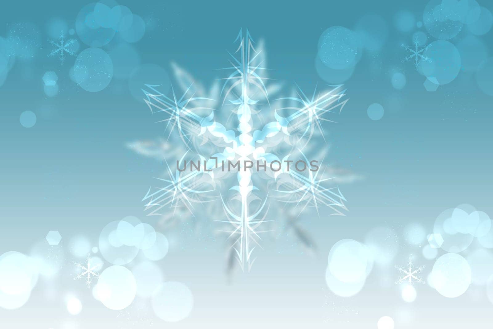 Snowflakes background. Abstract winter blue bokeh snowflake background. Beautiful texture.