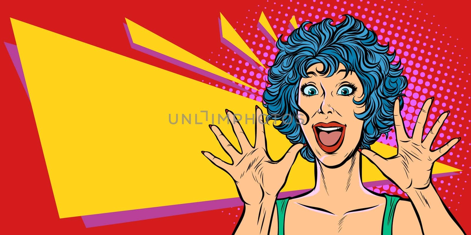 surprise woman, pop art style woman 80s. Pop art retro vector illustration kitsch vintage