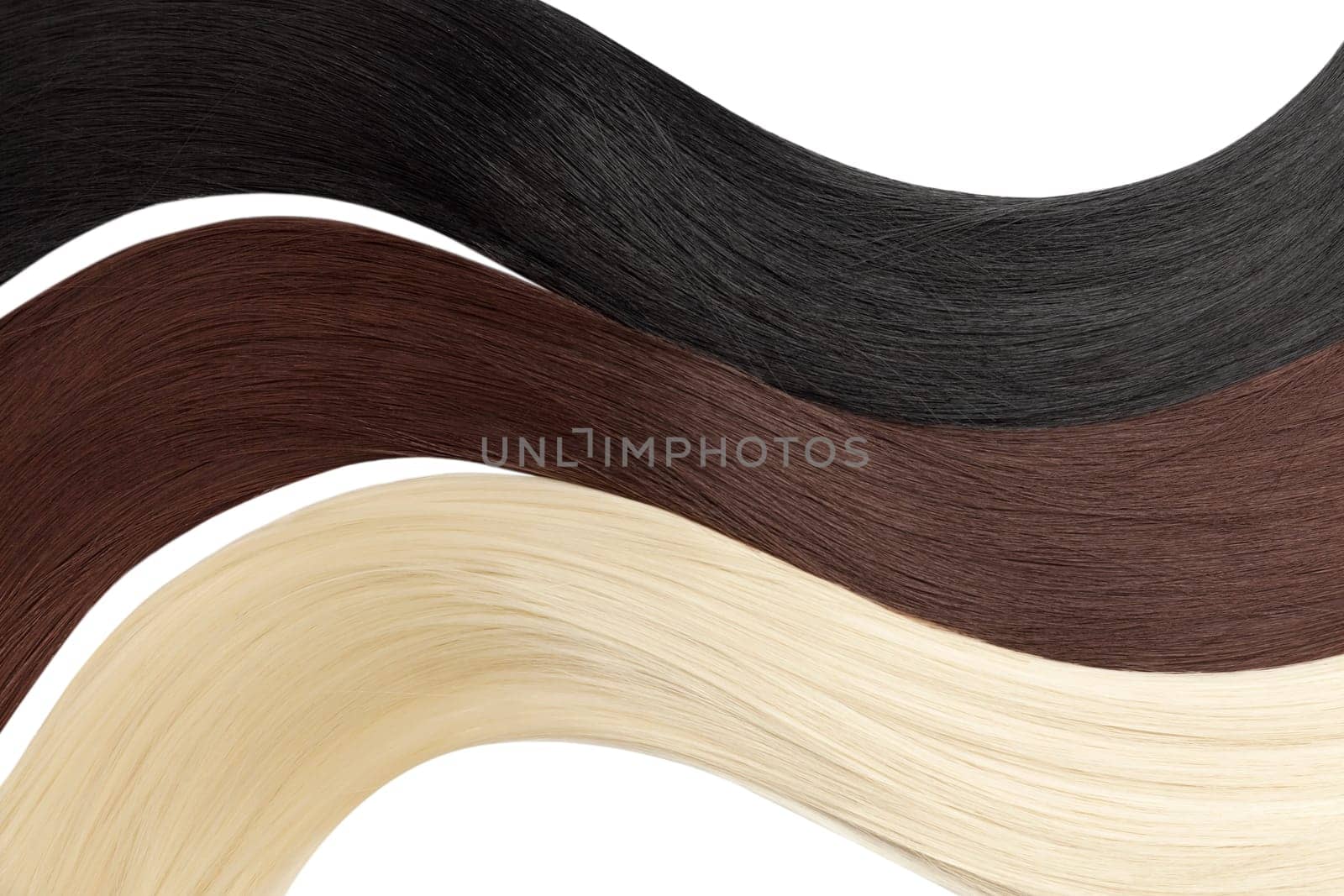 Closeup on luxurious colorful straight glossy hair