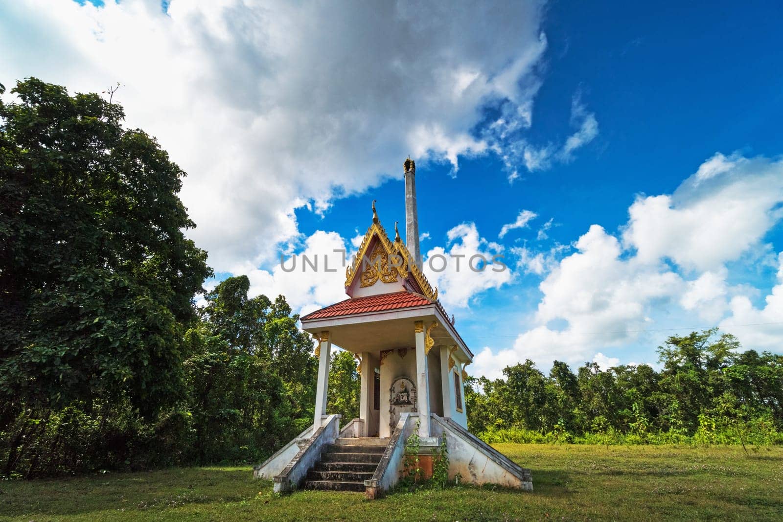 landscape in Thailand with building for cremation