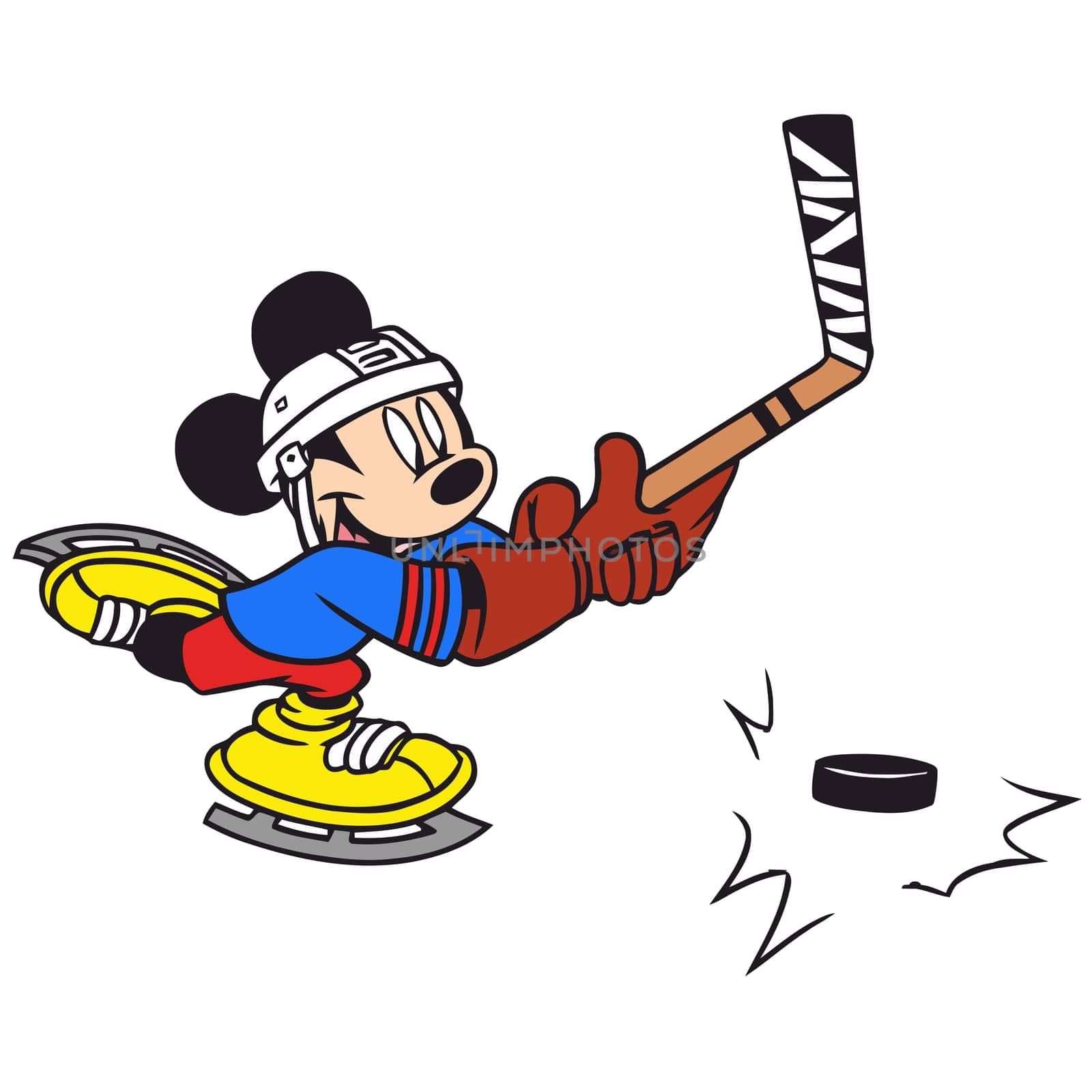 mickey mouse character cartoon sport hockey illustration