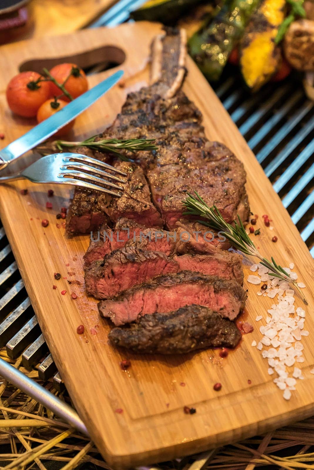 Rosted and grilled Beef Rib Steak, american groumet cuisine.