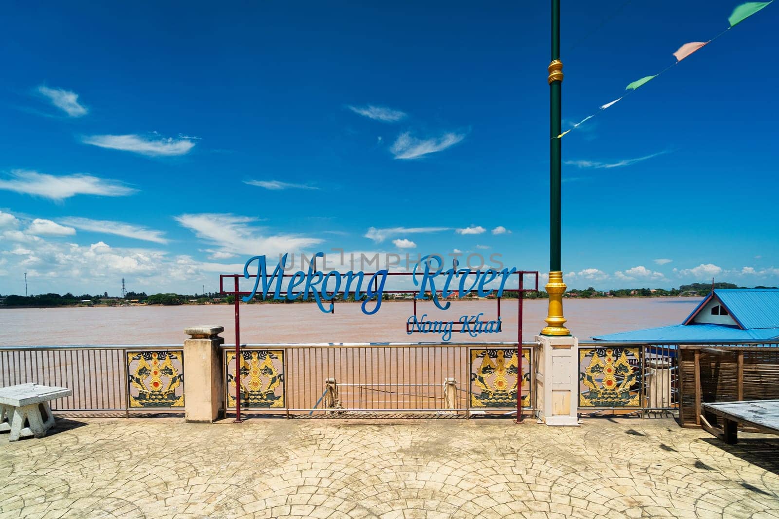 travel destination in Thailand with view of riverbank to Laos