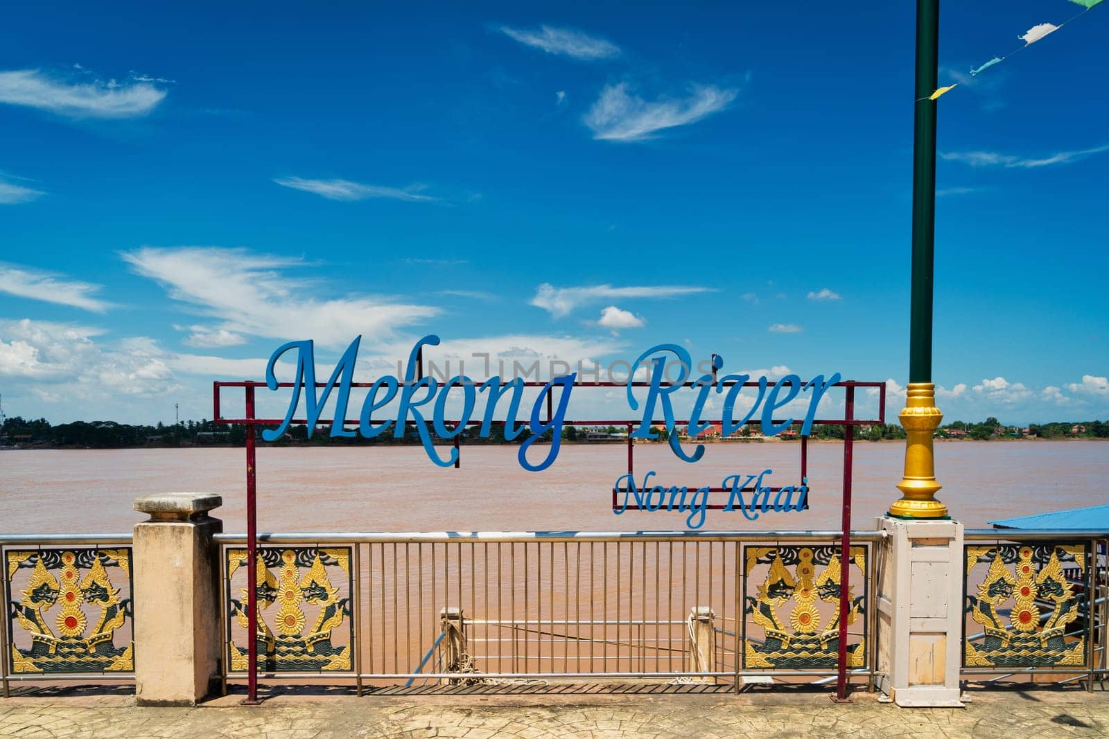 travel destination in Thailand with view of riverbank to Laos