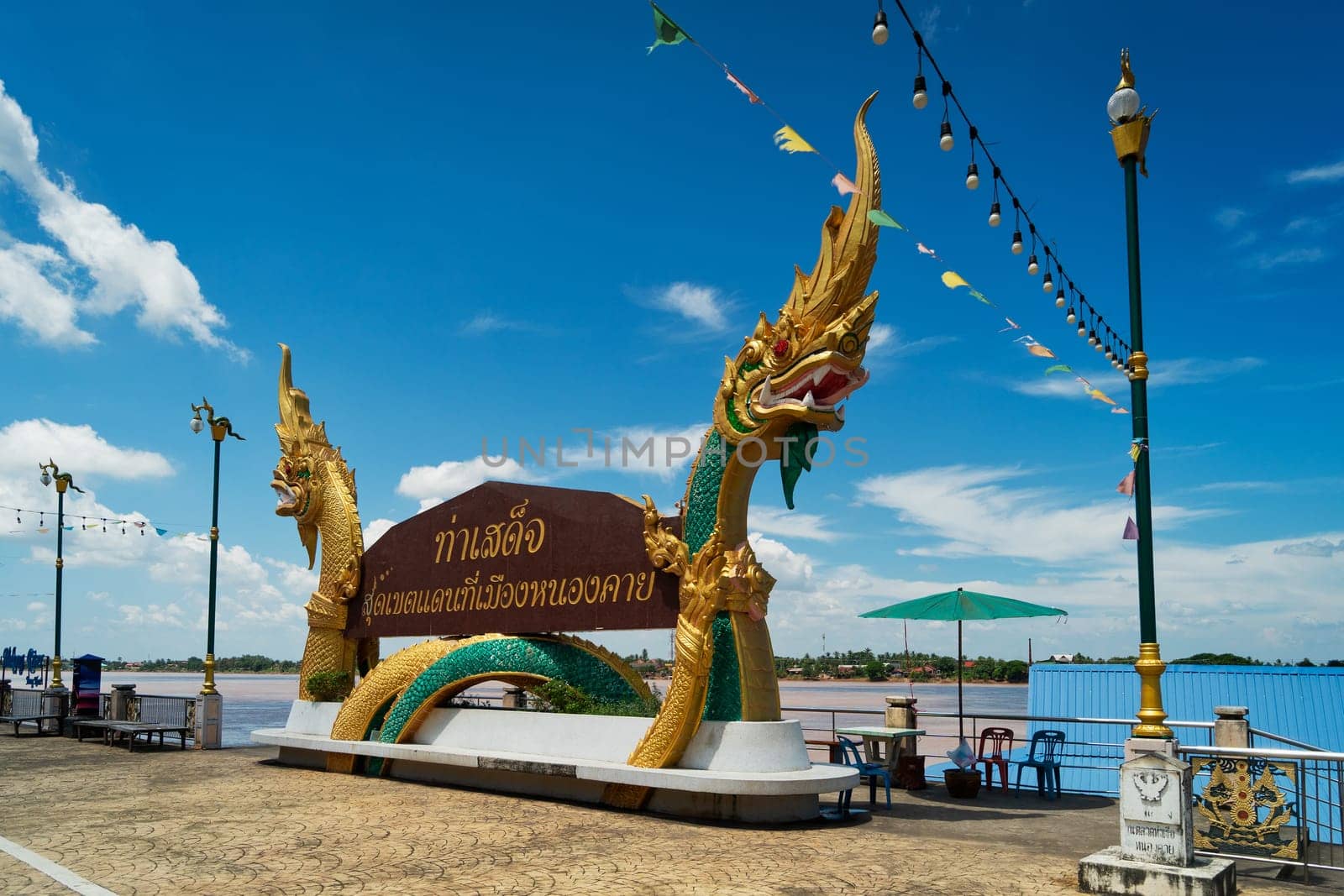 Dragon Statue At Nong Khai In Thailand, travel destinations at mekong river