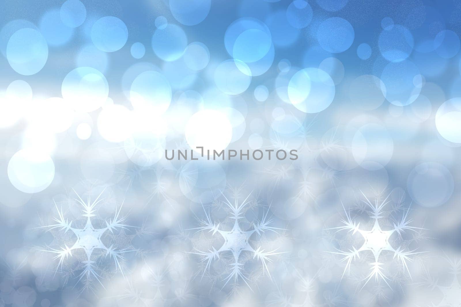 Abstract blurred festive blue background  for winter Christmas with bokeh defocused blue lights.