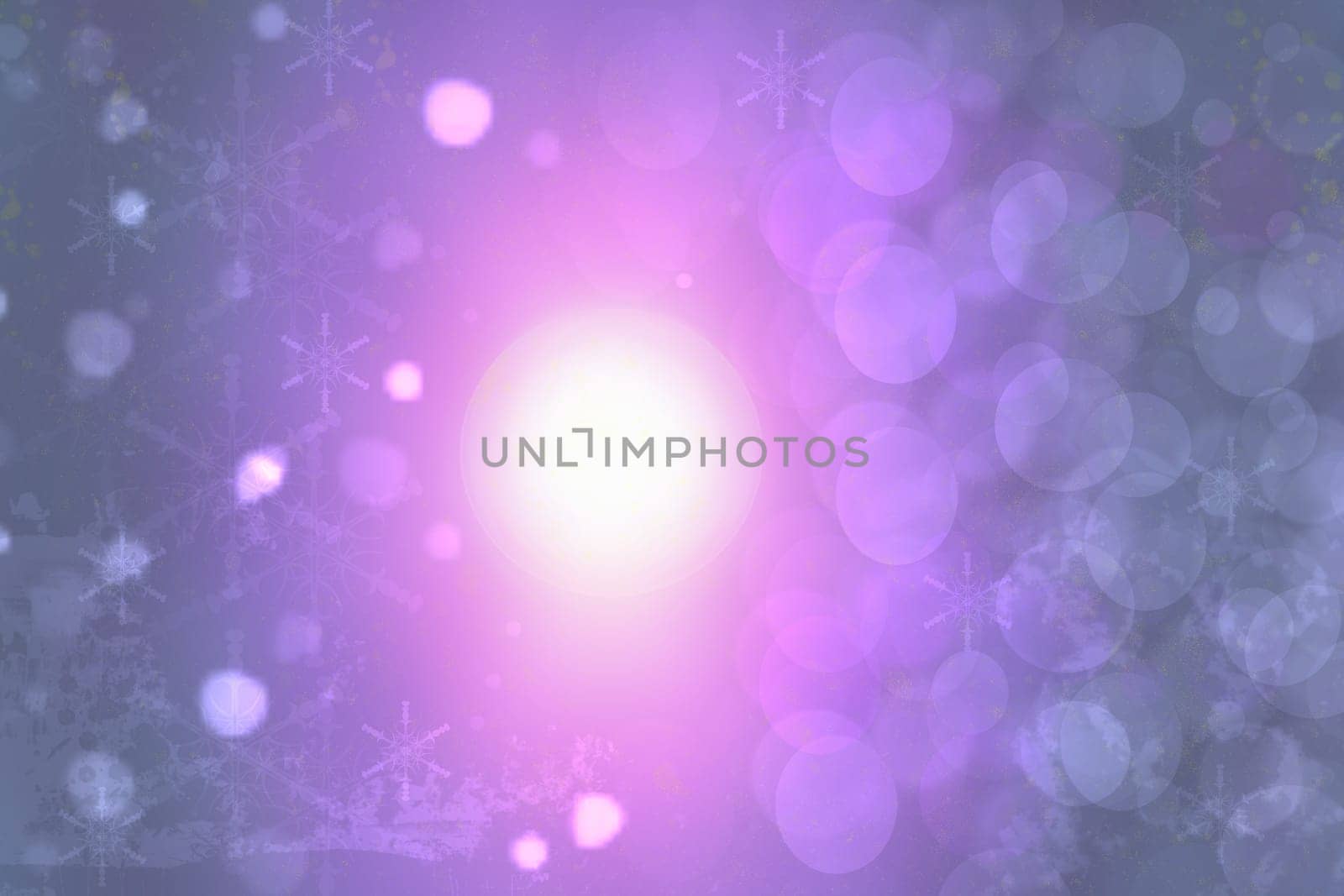 Abstract glowing bright yellow planet beams purple light in the room. Beautiful texture.