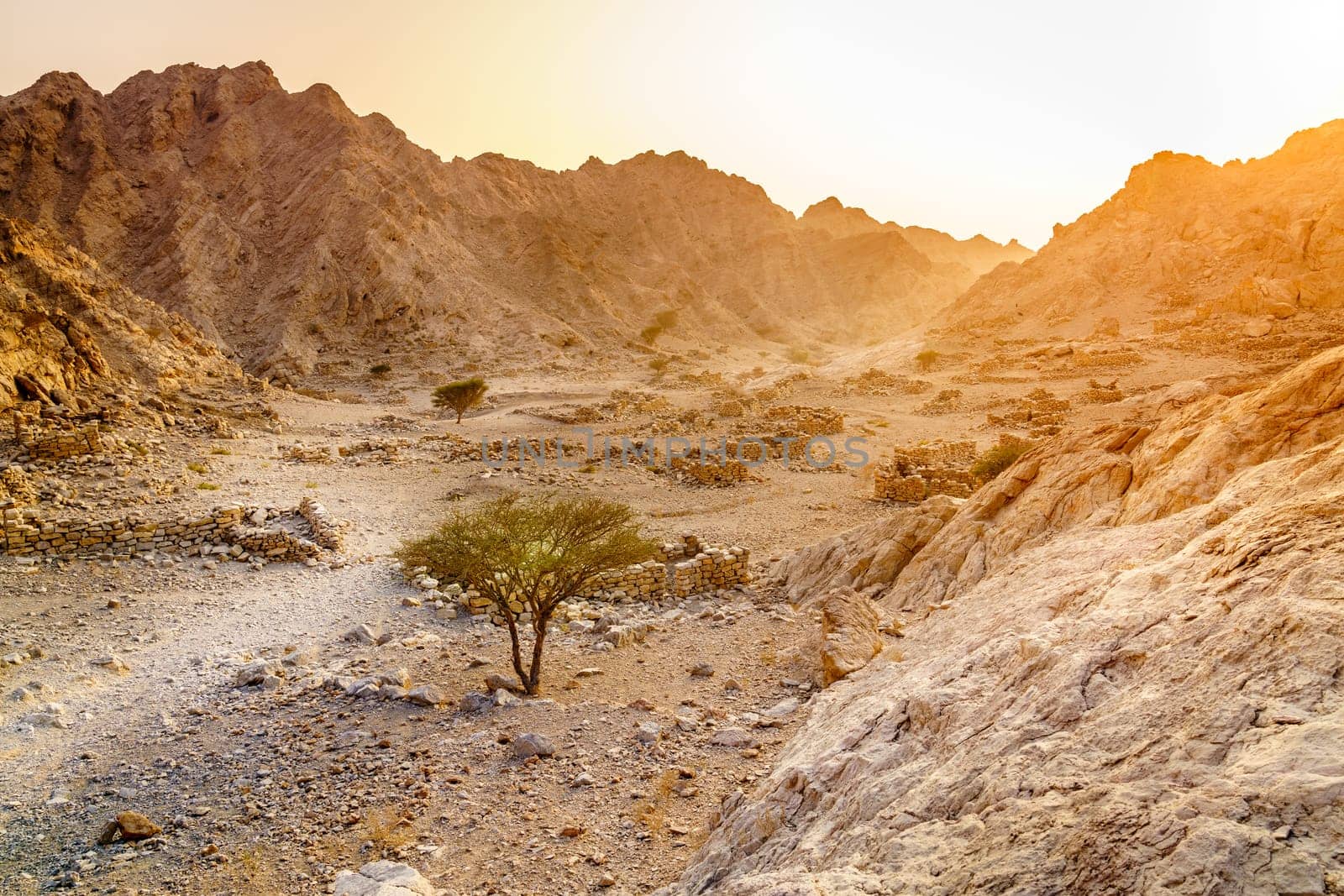 Ruins of an ancient village in the mountains of Ras Al Khaimah, UAE