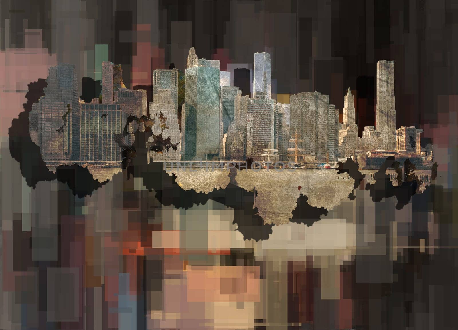 New York on abstract background.