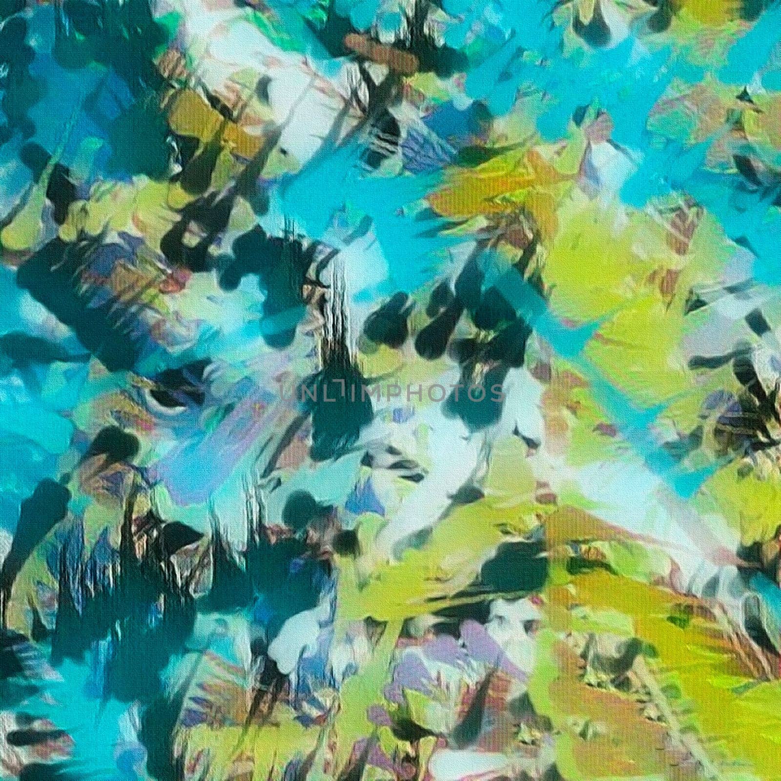 Abstract painting. Brush strokes and dye drops