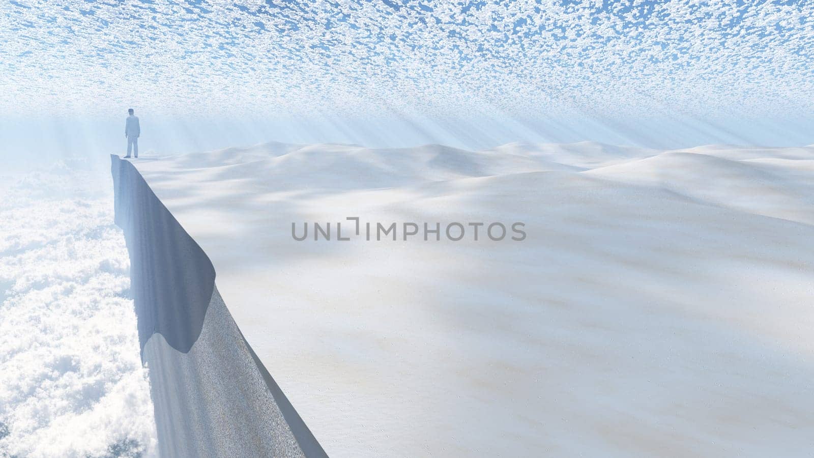 Man stands on a edge of desert cliff