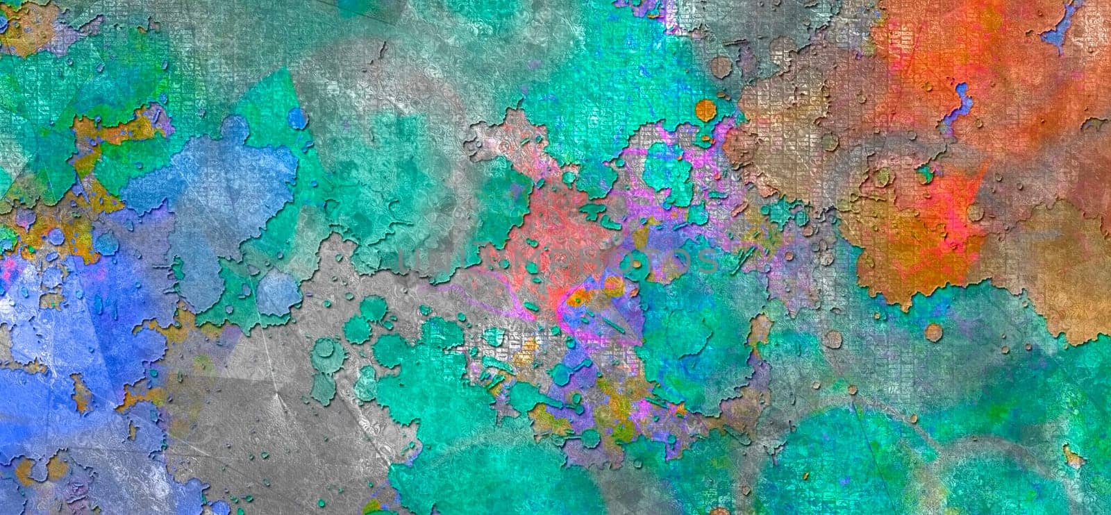 Colorful grunge abstract composition. 3D rendering