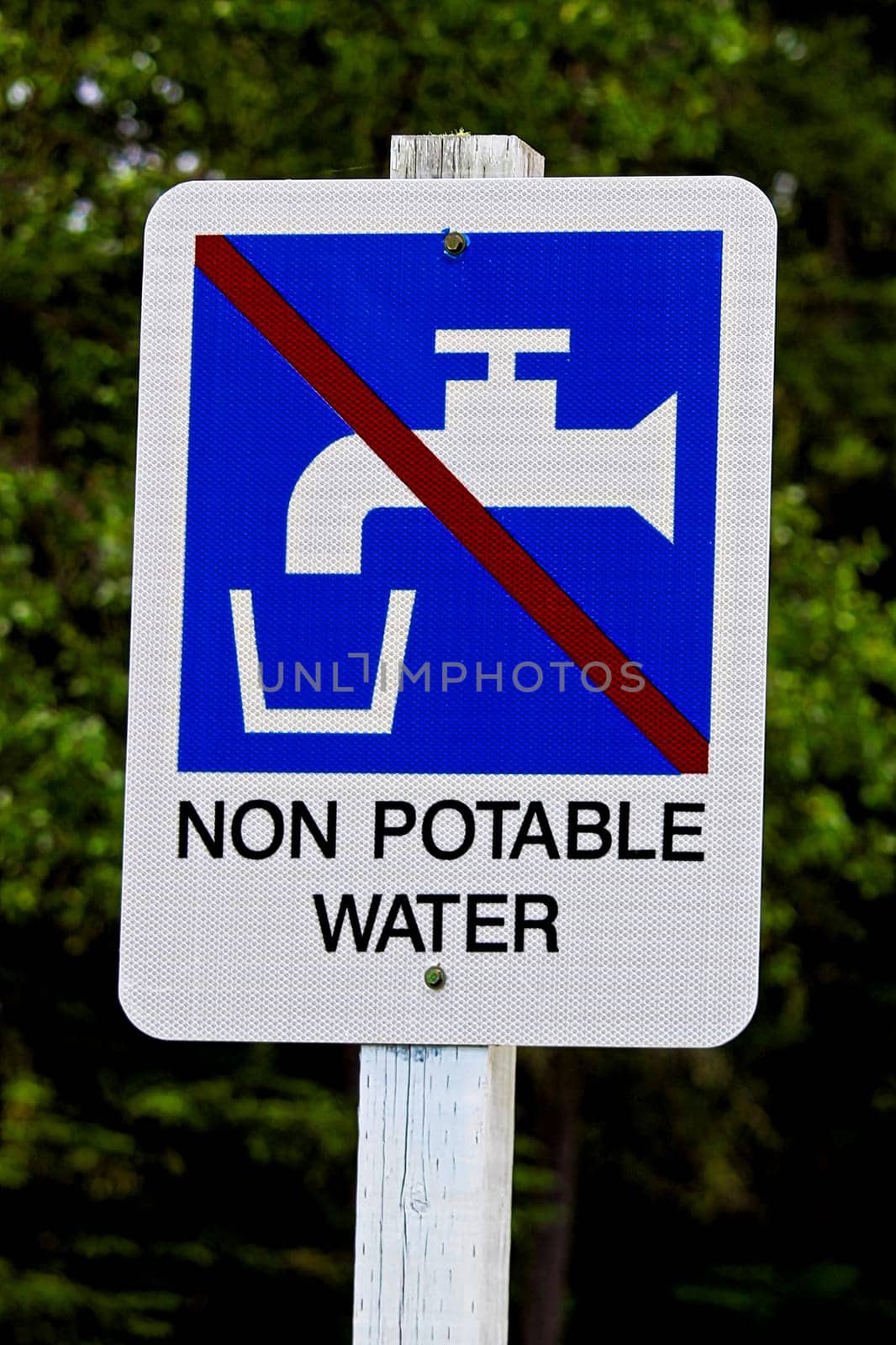 Closeup of a non potable water sign.