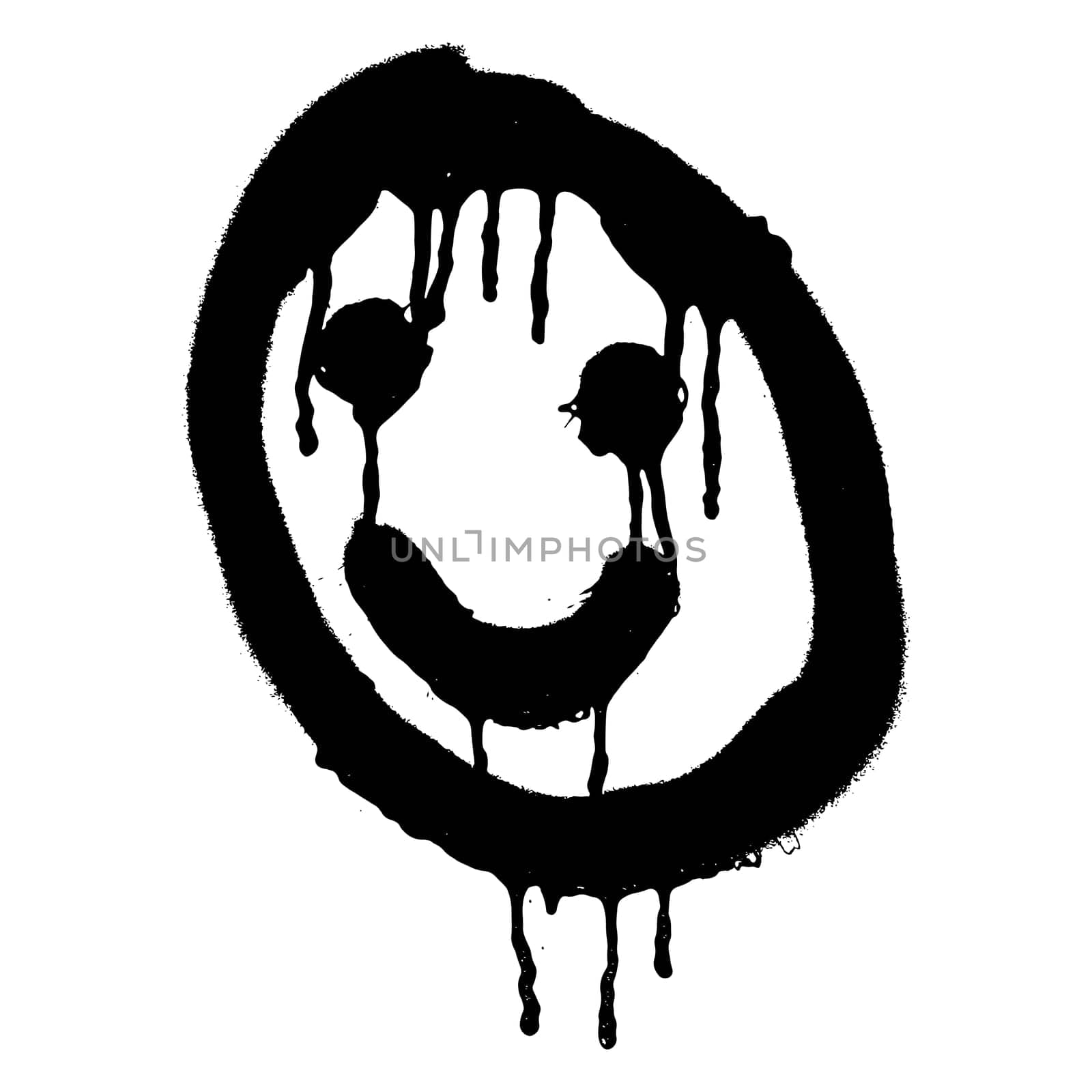 Graffiti grunge emoji with black ond white color