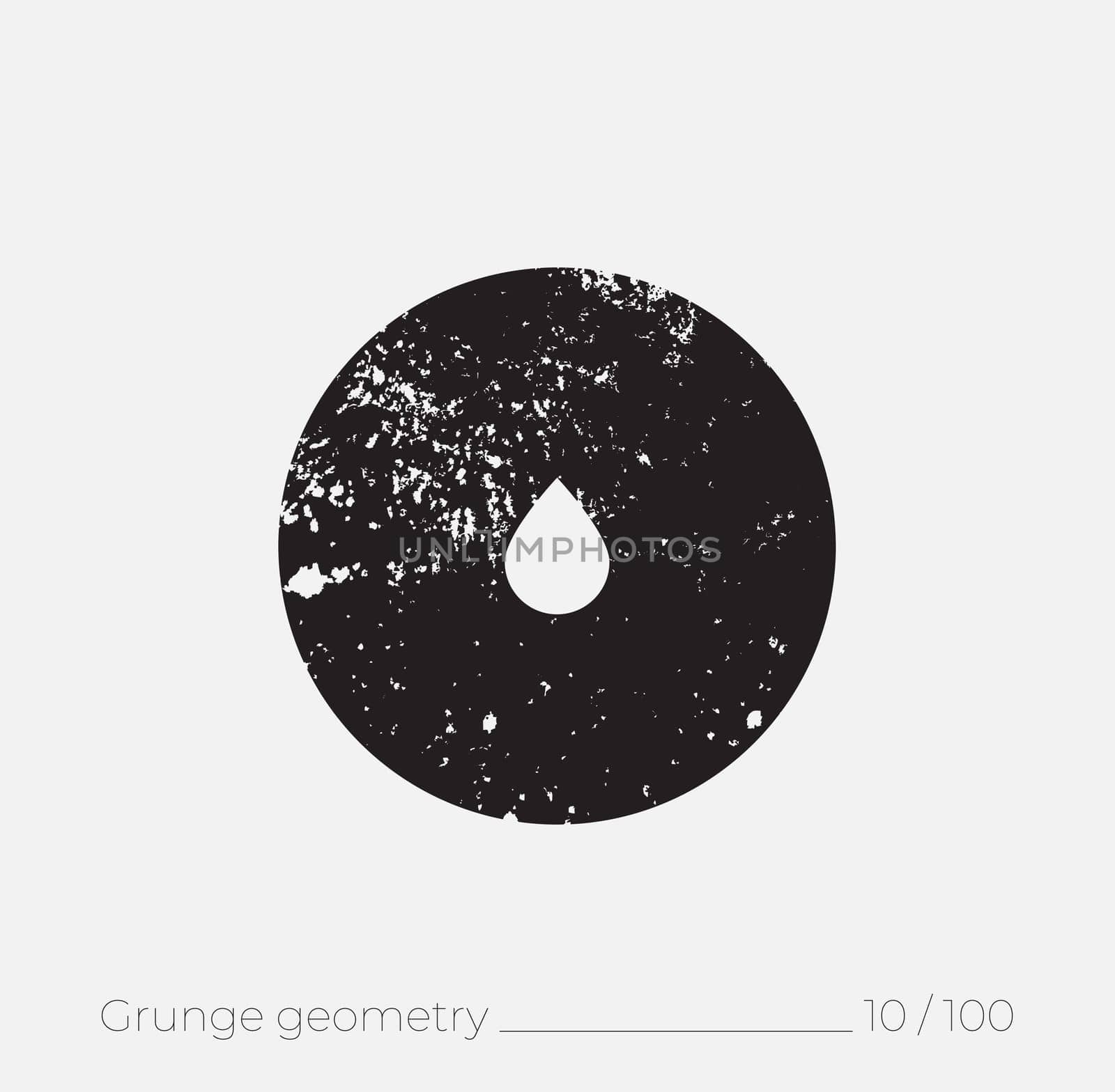 Geometric simple shape in grunge retro style. Universal design element for T-shirt, Posters, Magazine, sale leaflet, billboard, branding