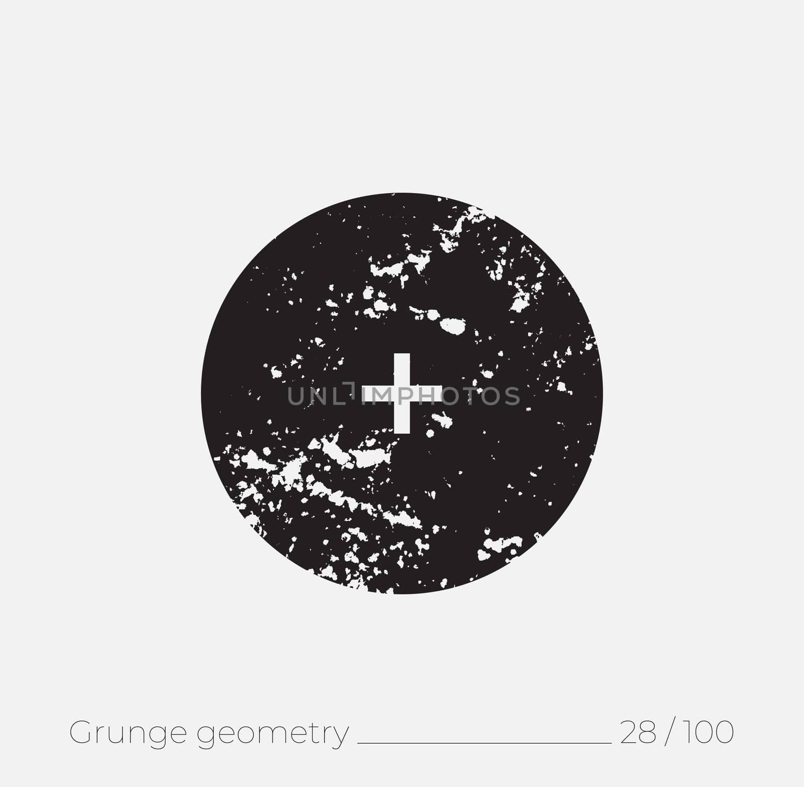 Geometric simple shape in grunge retro style. Universal design element for T-shirt, Posters, Magazine, sale leaflet, billboard, branding