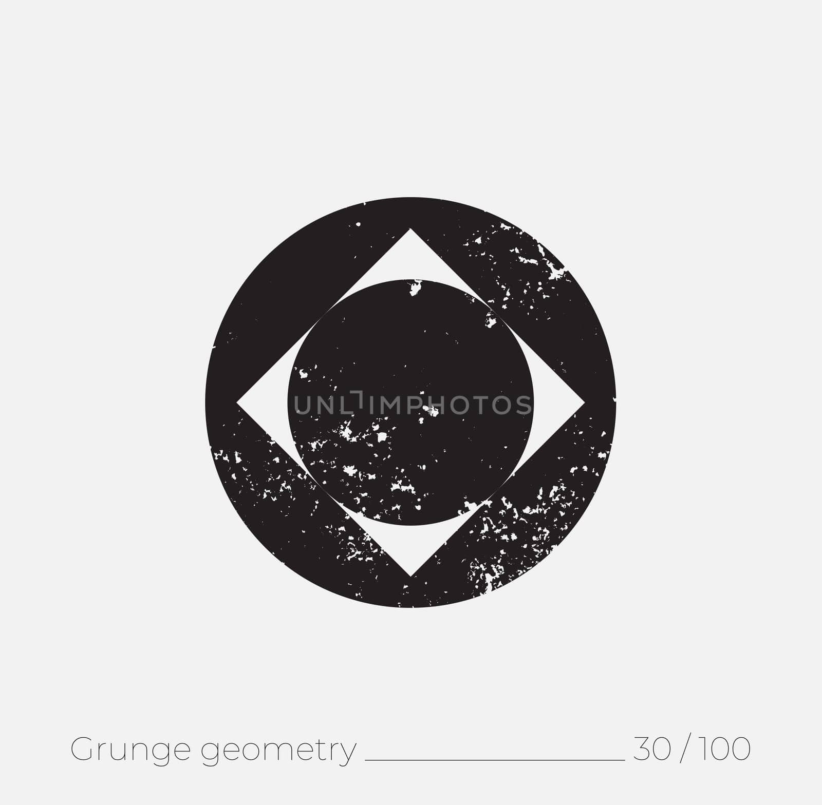 Geometric simple shape in grunge retro style. Universal design element for T-shirt, Posters, Magazine, sale leaflet, billboard, branding